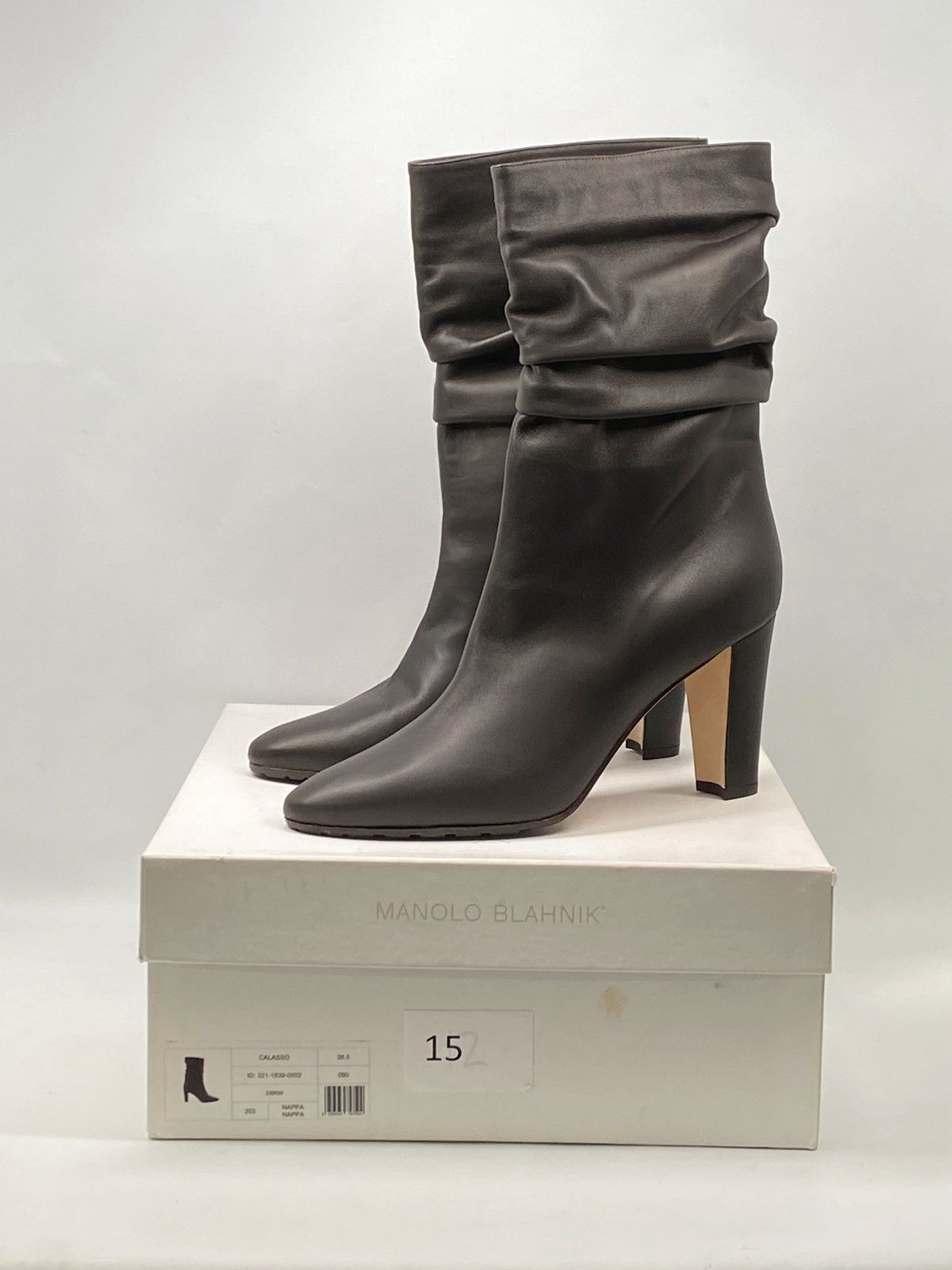 Manolo Blahnik Manolo Blahnik Calasso 90MM Ruched Leather Boots size 38.5 Size US 8.5 / IT 38.5 - 15 Thumbnail