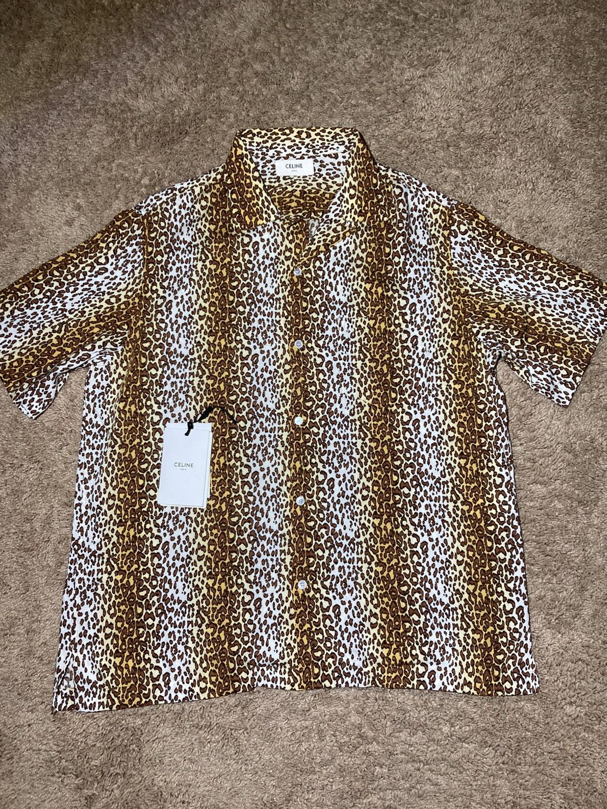 Celine × Hedi Slimane New SS23 Celine Leopard Gradient Camp Collar Shirt 39 2023 Size US M / EU 48-50 / 2 - 2 Thumbnail