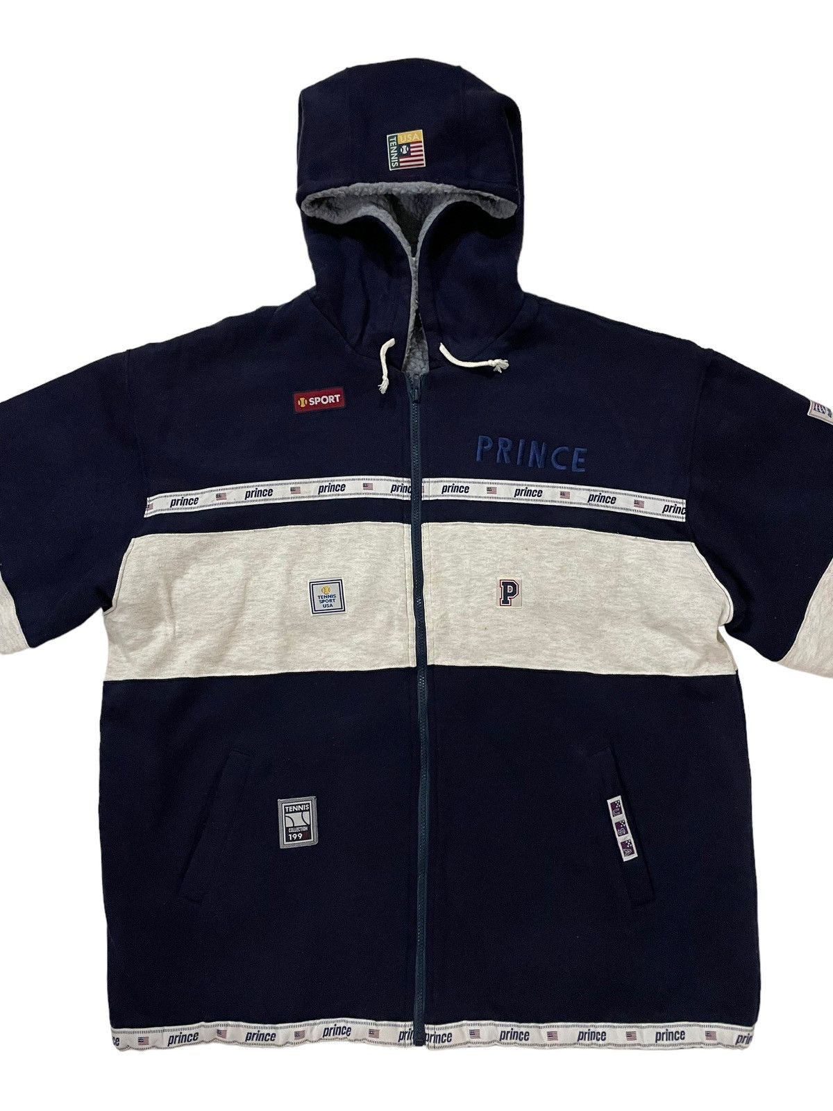 Prince × Vintage Vintage 90s Prince Tennis Faux Fleece Zip-up Hoodie Jacket Size US L / EU 52-54 / 3 - 4 Thumbnail