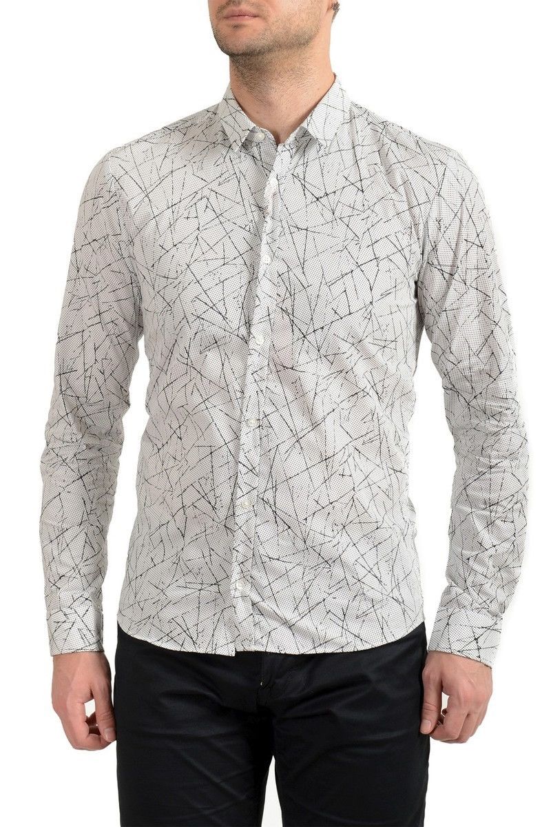 Hugo Boss 🇮🇹 Hugo Boss Extra Slim Fit Luxury Button Shirt Abstract Art Size US M / EU 48-50 / 2 - 2 Thumbnail
