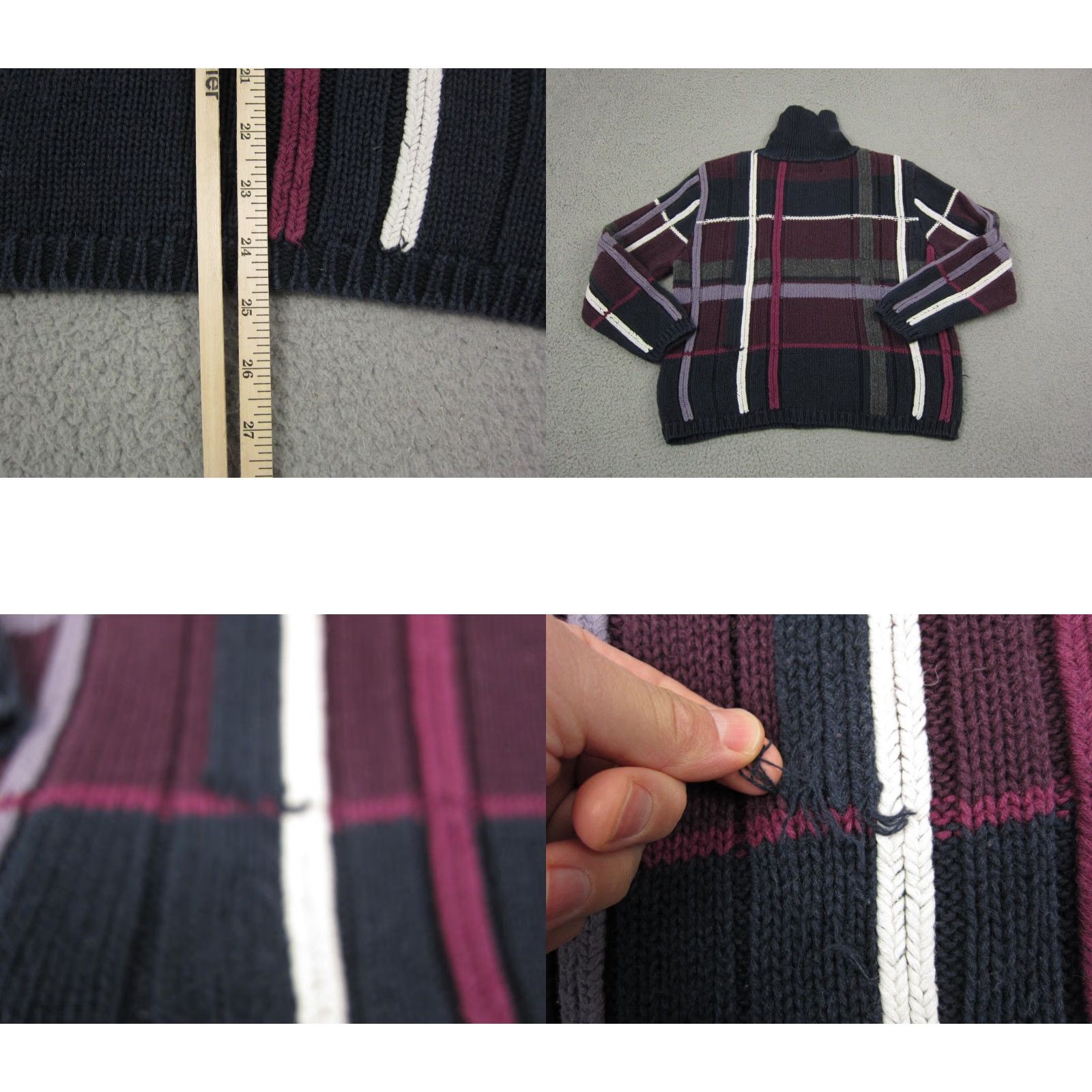 Vintage VINTAGE Christopher & Banks Sweater Womens L Blue Purple Chunky Knit Grid Pullover 80s USA Mens Womens Girls Boys Size L / US 10 / IT 46 - 8 Thumbnail