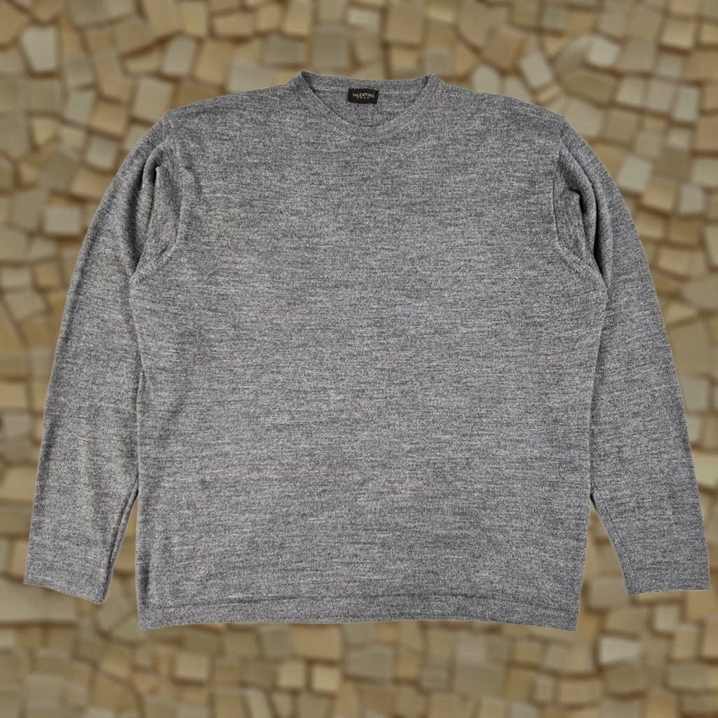 Valentino Valentino Jumper Grey XL Merino Wool Crew Neck Long Sleeve Pullover Mens Regular Knit Pullover Lightweight Casual Size US XL / EU 56 / 4 - 1 Thumbnail