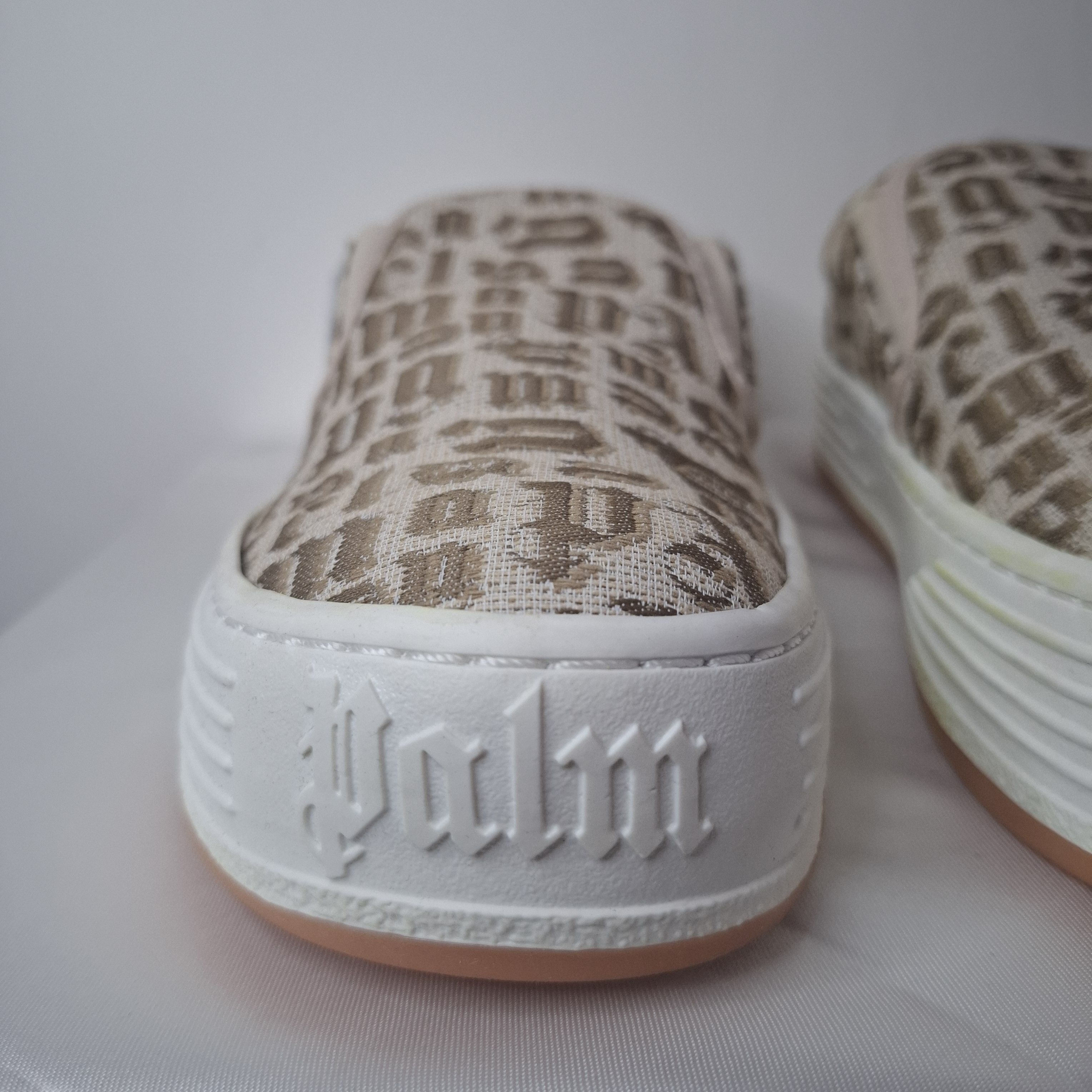 Palm Angels Palm Angels Beige & Brown Monogram Snow Slip Sneakers Size US 7.5 / IT 37.5 - 4 Thumbnail