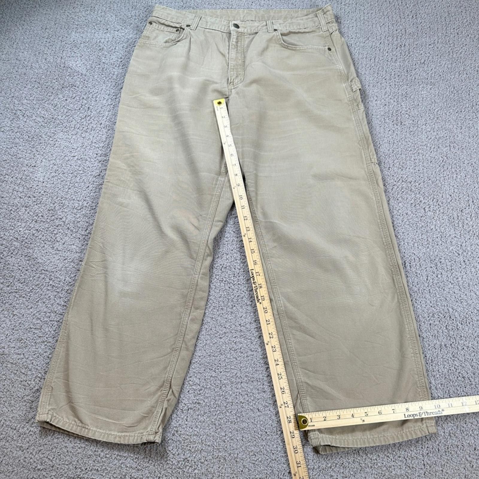 Carhartt Carhartt B159 Loose Fit Canvas Work Pants Men's 38x30 Khaki Size US 38 / EU 54 - 3 Thumbnail