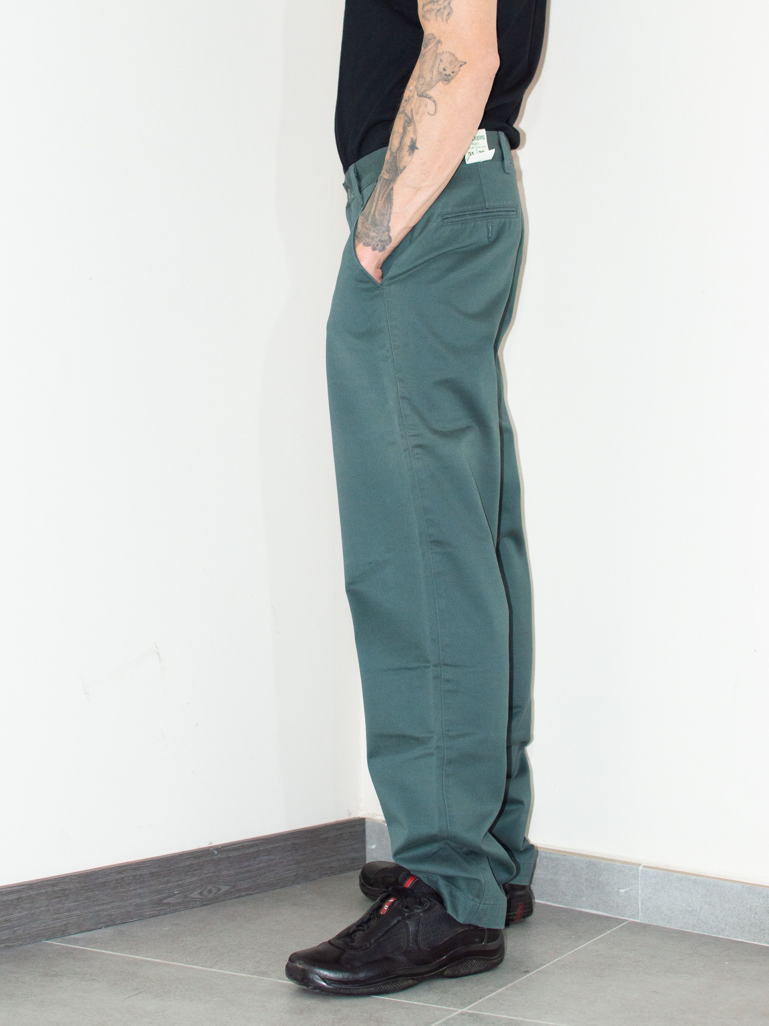 Designer × Dockers × Vintage Vintage 90s Petrol Green Dockers Straight Cotton Trousers Size US 31 - 3 Thumbnail