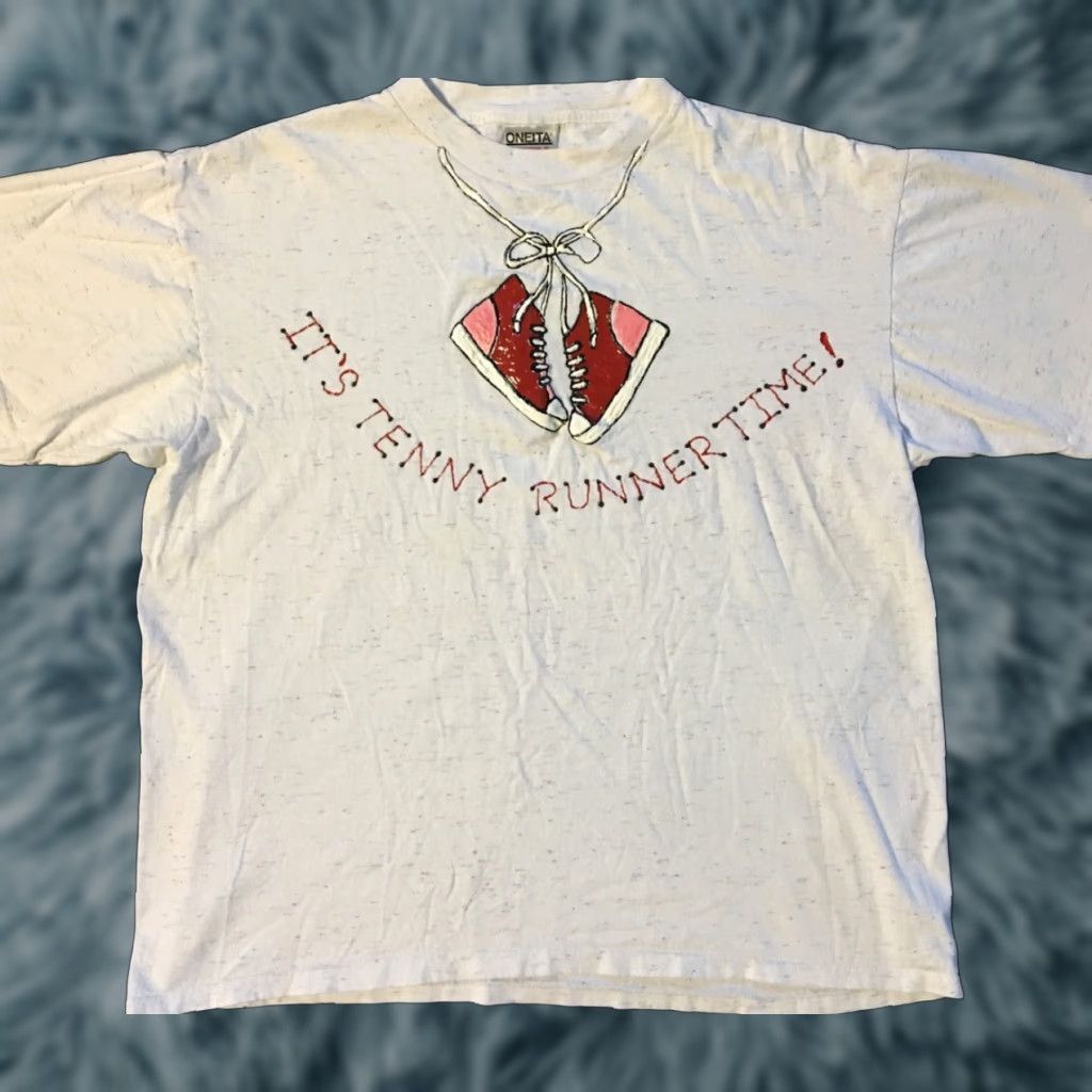 Vintage VINTAGE Its Tenny Running Time Shirt L White 80s 90s Sports Track & Field PE Funny Shirt Mens Size US L / EU 52-54 / 3 - 1 Thumbnail