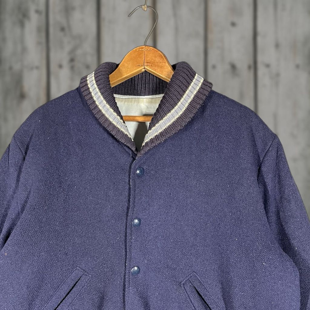 Vintage VINTAGE Albion Knitting Mills Stadium Jacket Mens Size S Wool 50s Blue Rockabilly Decade 1950s Varsity Letterman Size US S / EU 44-46 / 1 - 1 Thumbnail