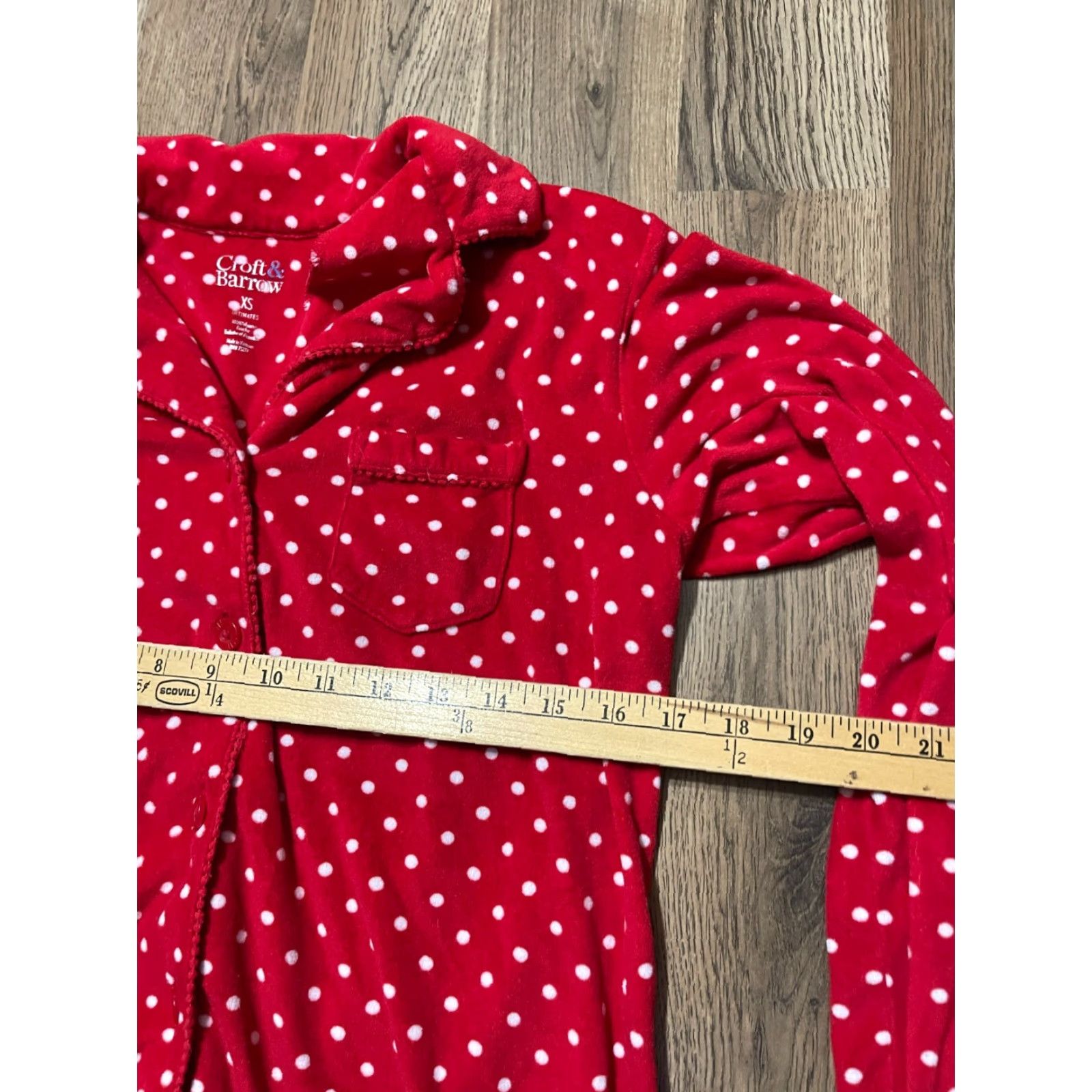 Croft & Barrow VINTAGE Croft & Barrow Shirt Womens XS Red White Polka Dots button Up Sleepwear Size XS / US 0-2 / IT 36-38 - 5 Thumbnail