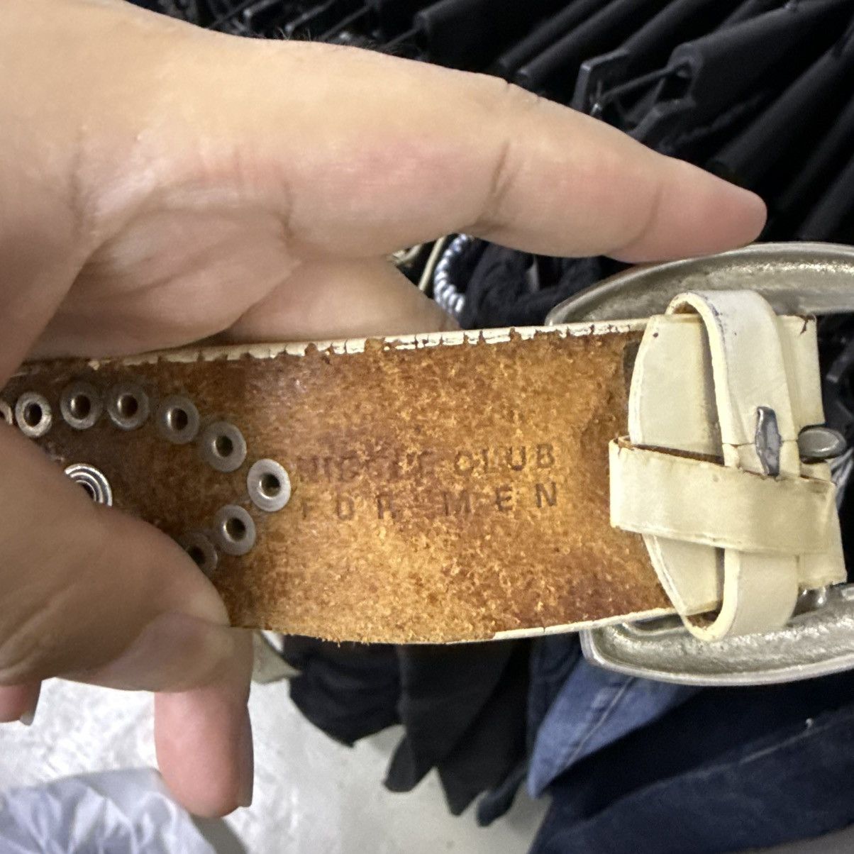 Vintage Mannahatta Style Leather Studded Belt Size 34 - 3 Thumbnail