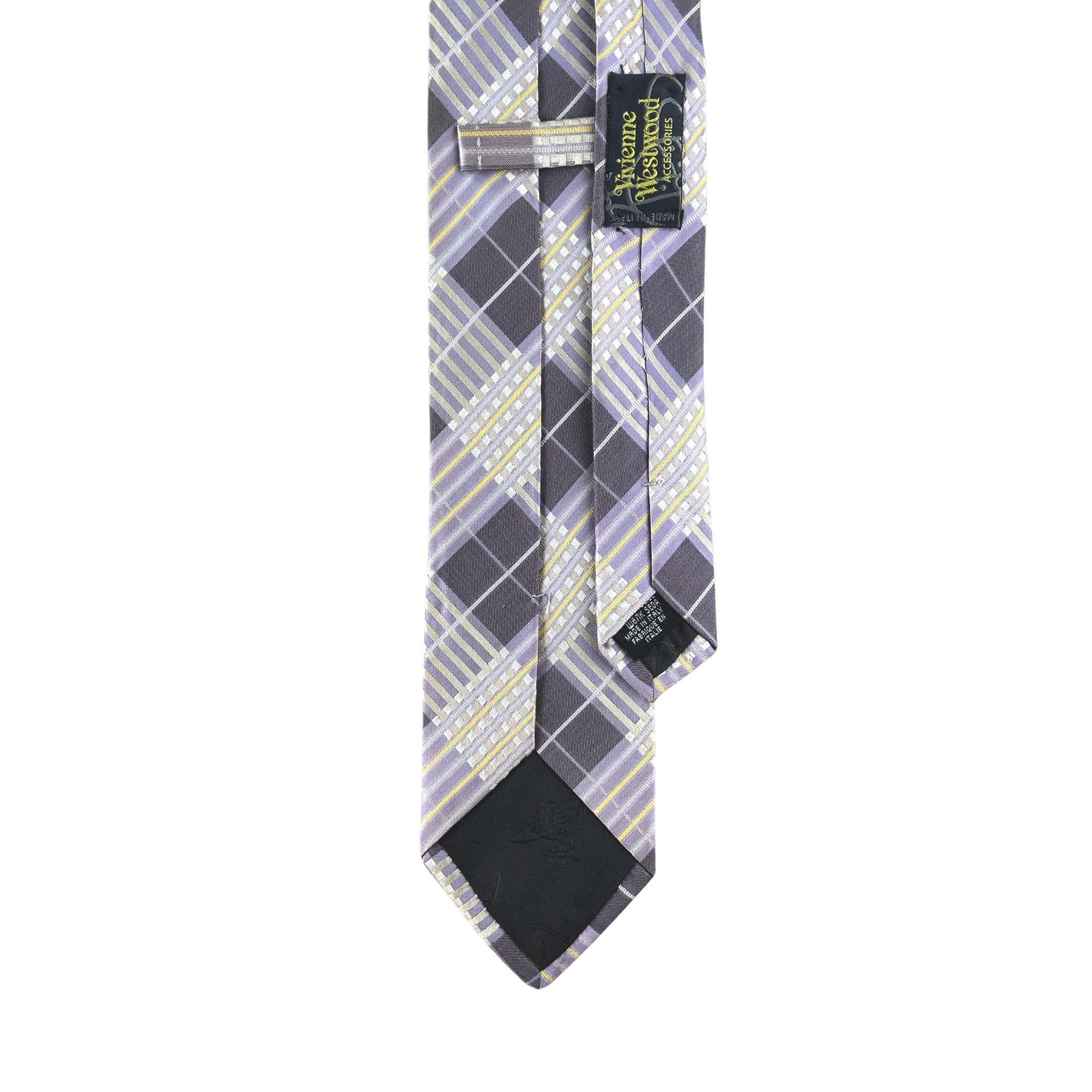 Vivienne Westwood Silk Tie Light Purple and Gray Plaid Size ONE SIZE - 2 Thumbnail