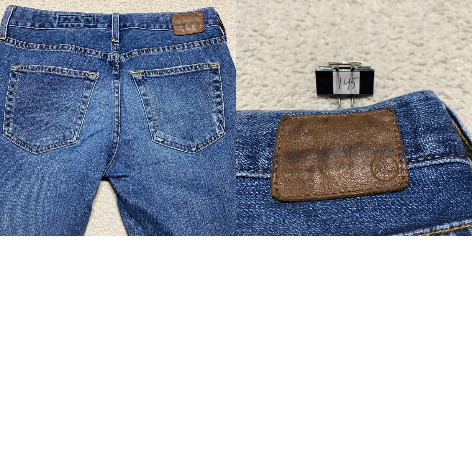 Denime AG Adriano Goldschmied Jeans Women's Slim Straight Blue Denim Dark Wash 26 5-Pocket Design Button Zipper Mid Rise Adult Regular Jeans Womens BB Size 26" / US 2 / IT 38 - 9 Thumbnail