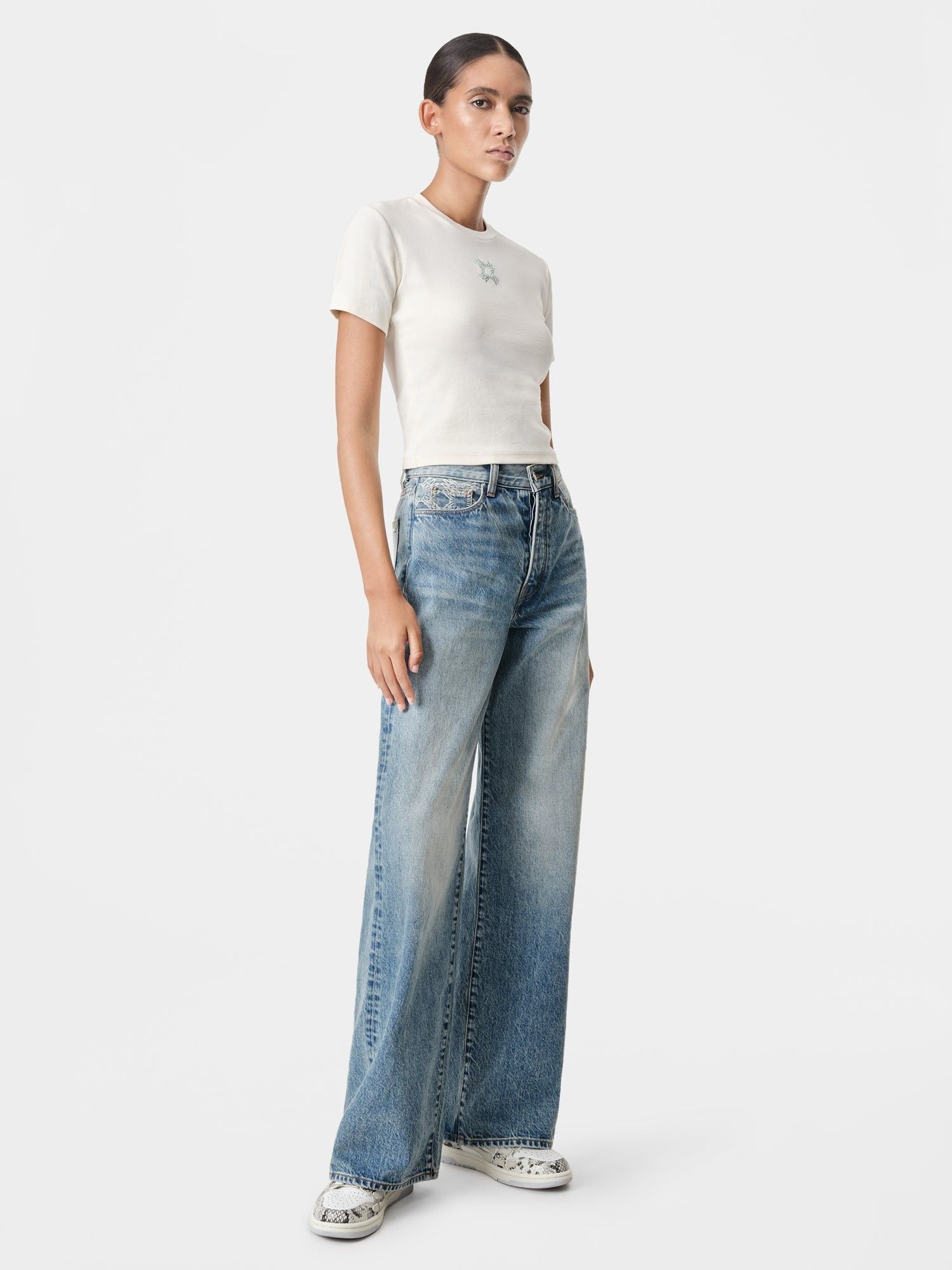 Amiri o1orln1025 MA Quad Wide Leg Jeans in Blue Size 26" / US 2 / IT 38 - 3 Thumbnail