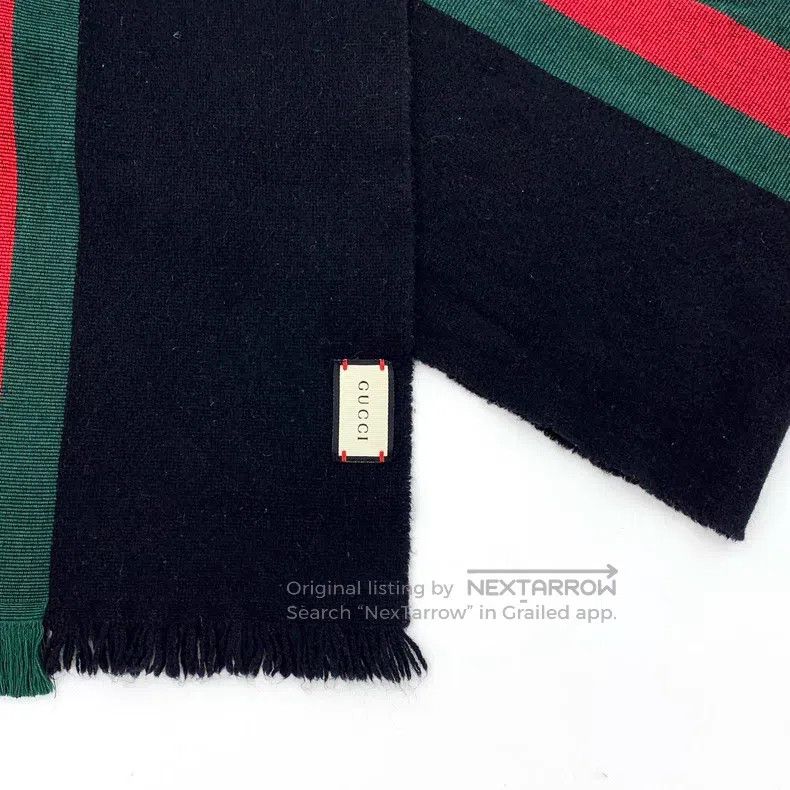 Gucci Gucci Black striped webbing bee embroidery wool tassel sca Size ONE SIZE - 5 Thumbnail