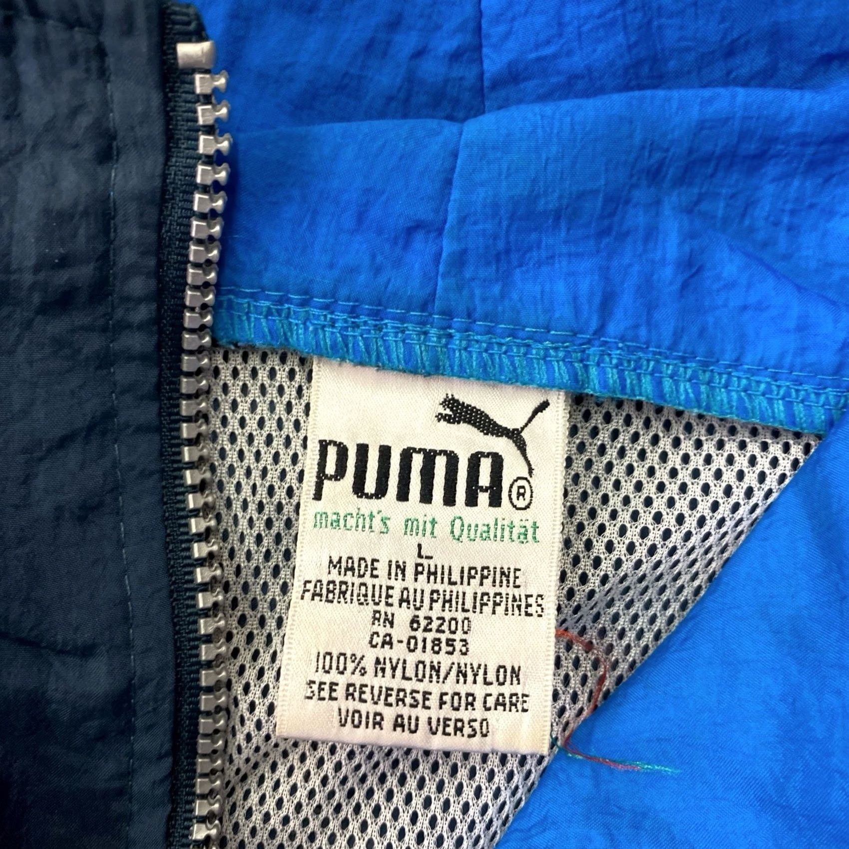 Puma VINTAGE Puma Quarter Zip Windbreaker Blue Red Jacket Mens L 90s Windbreaker Full Zip Running & Jogging Spring Fall Nylon Polyester Blue Red Mens Size US L / EU 52-54 / 3 - 2 Thumbnail
