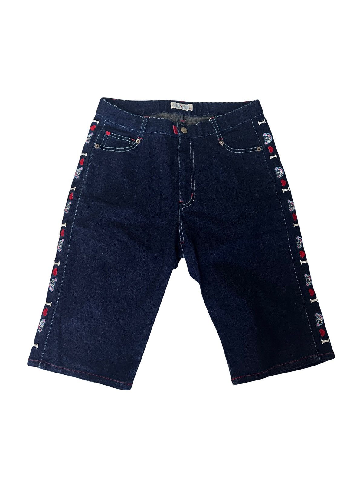 Angel Blue × Japanese Brand Angel Blue I ❤️ Angel Blue side tape jeans shorts Size 27" / US 4 / IT 40 - 1 Thumbnail