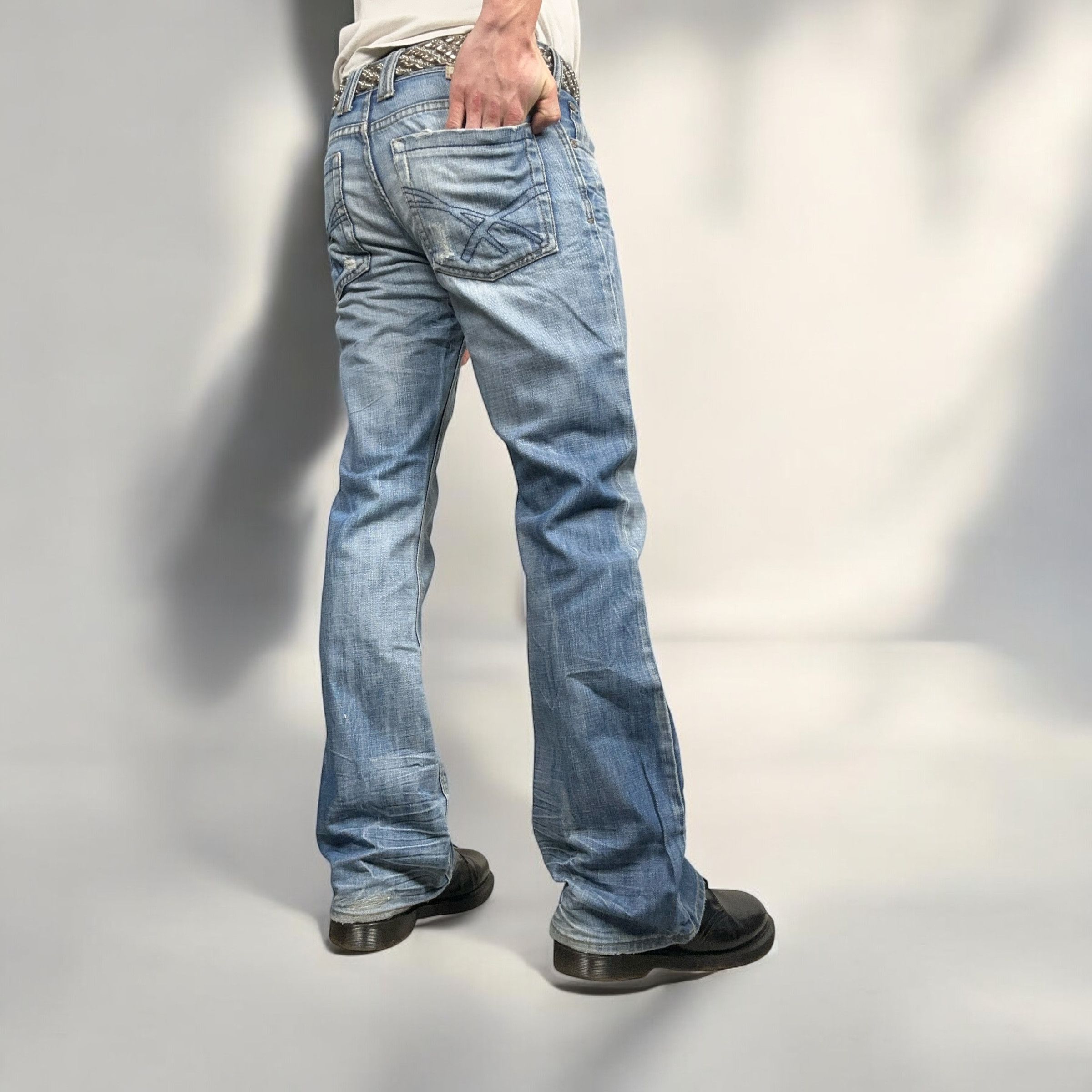 Japanese Brand × Vintage Vintage y2k Distressed Flare Denim Pants Jeans Baggy Size US 32 / EU 48 - 3 Thumbnail