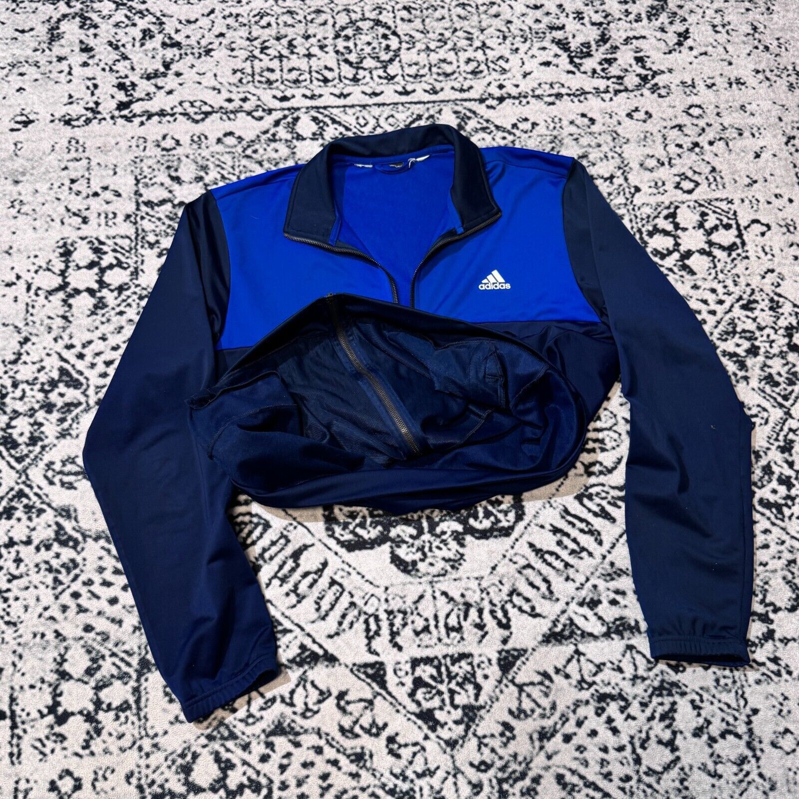 Adidas × Vintage Vintage Adidas Blue Black Polyester Tracksuit Jacket Size XL Size US XL / EU 56 / 4 - 10 Thumbnail