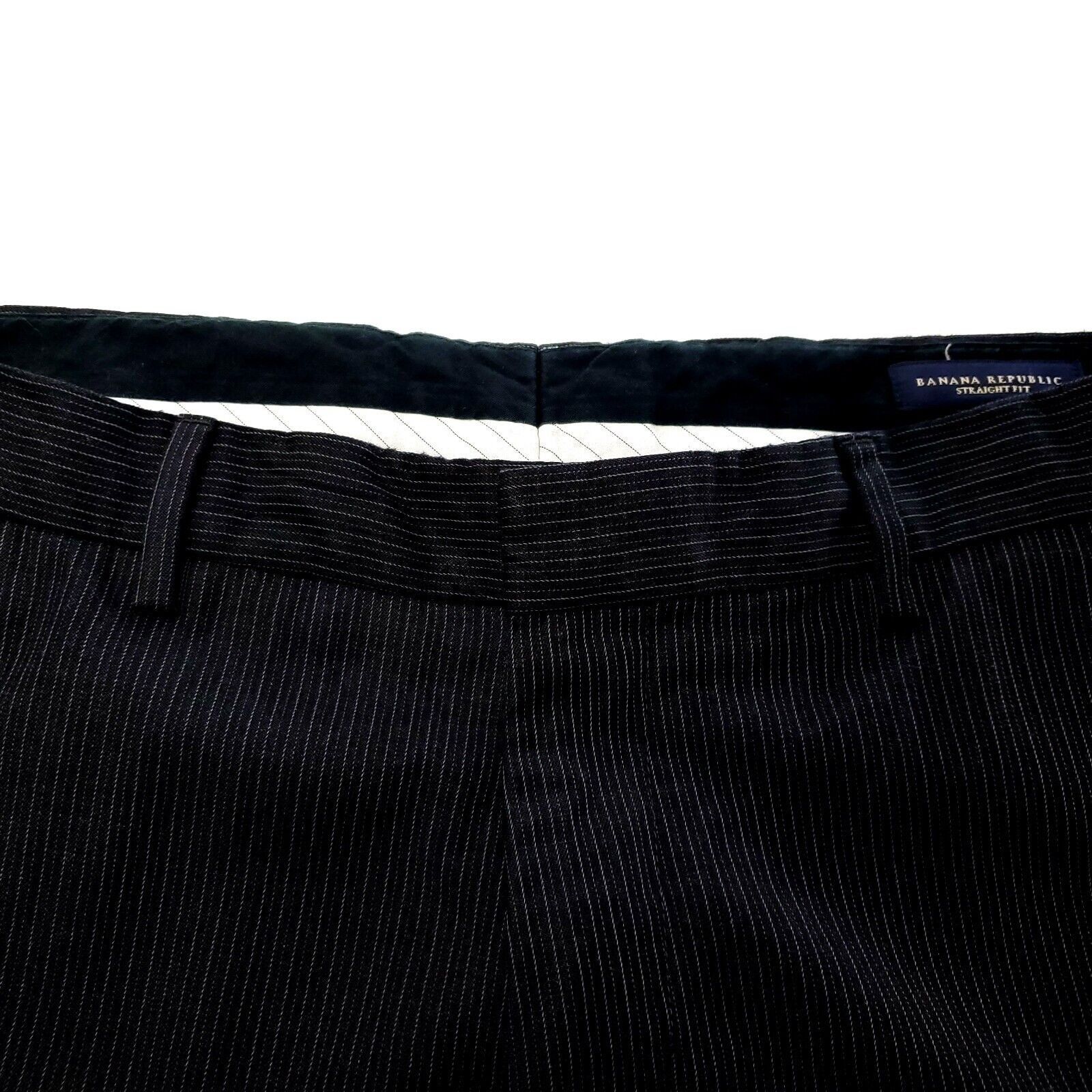 Banana Republic Banana Republic Wool Straight Fit Dress Pants 33/32 Black Fl Size 34R - 2 Thumbnail