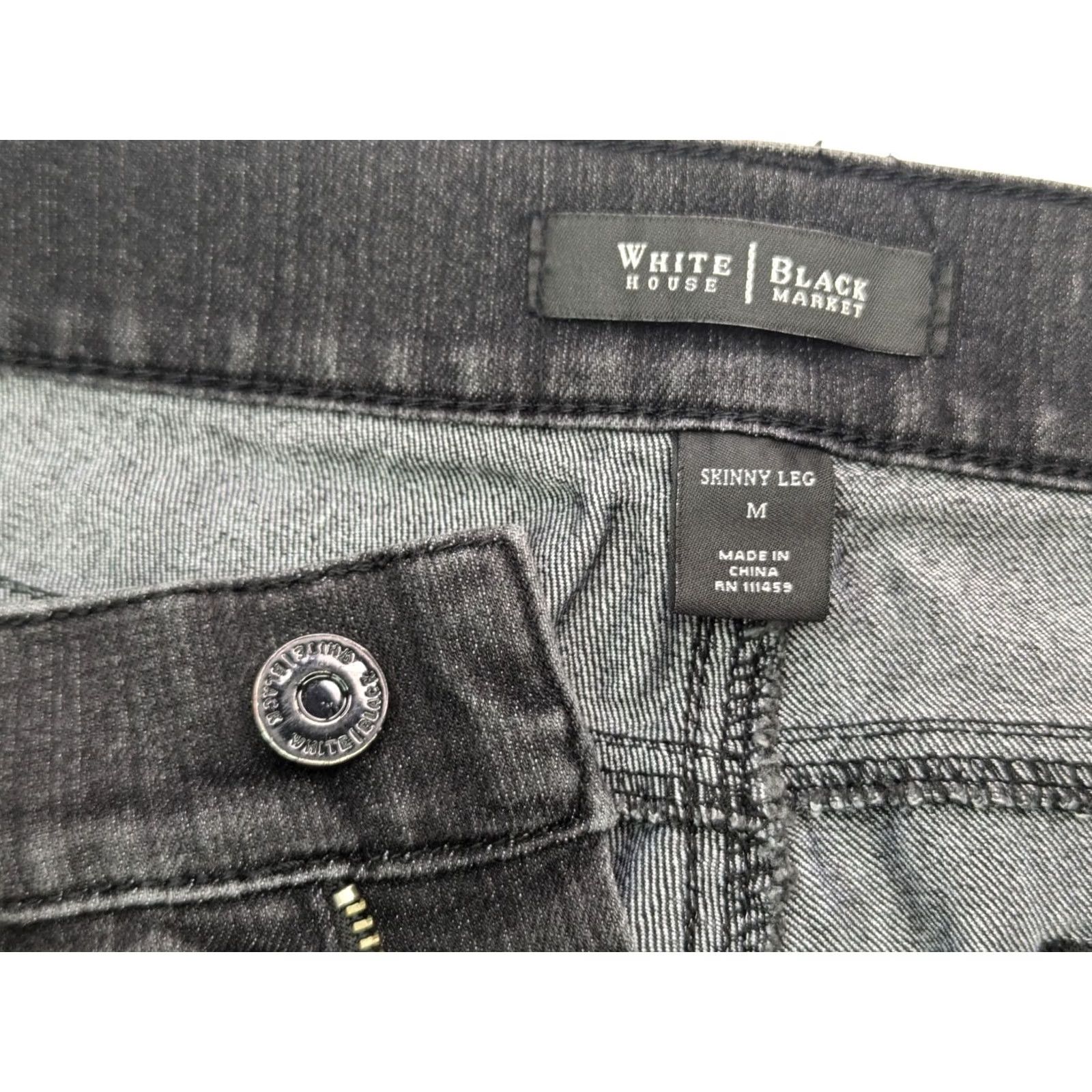 White House Black Market White House Black Market Skinny Jeans Women M 30x29 Black Distressed 5-Pocket Denim Stretch Size 32" / US 10 / IT 46 - 7 Thumbnail