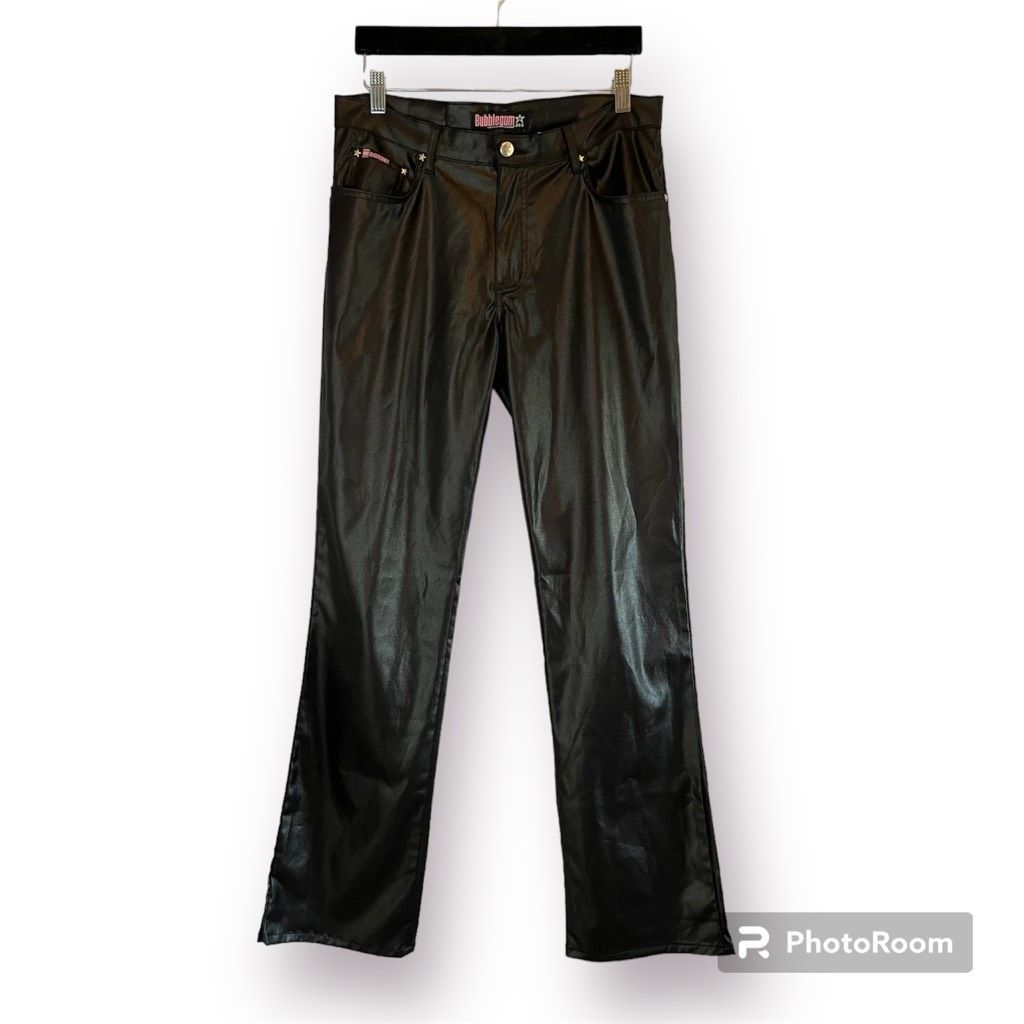 Vintage Vintage Bubblegum black satin Y2K bootcut low rise jeans Size 36" / US 14 / IT 50 - 1 Thumbnail
