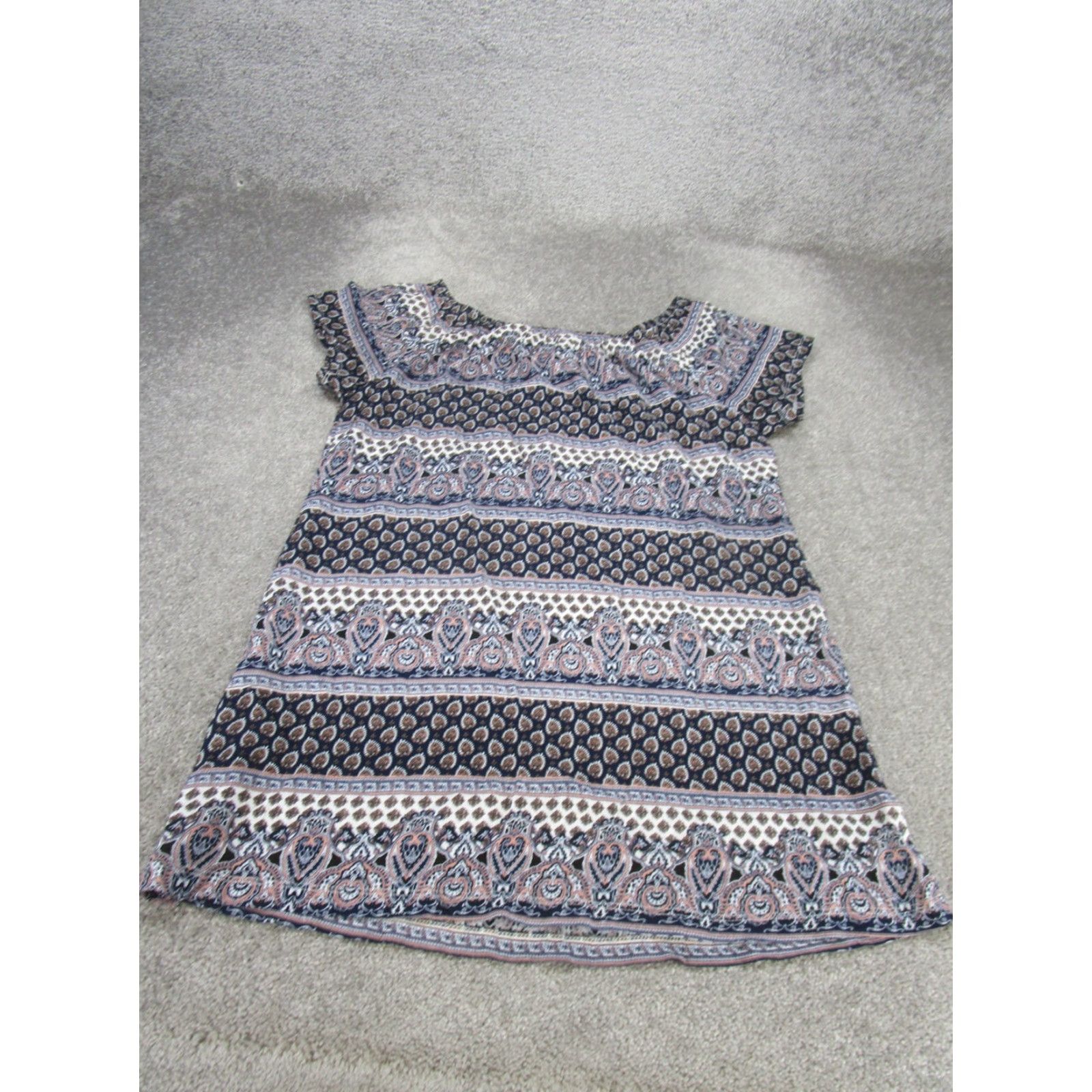 Vintage VINTAGE Abbeline Mini Dress Womens XS Blue Paisley Short Sleeved Size 26" / US 2 / IT 38 - 3 Thumbnail