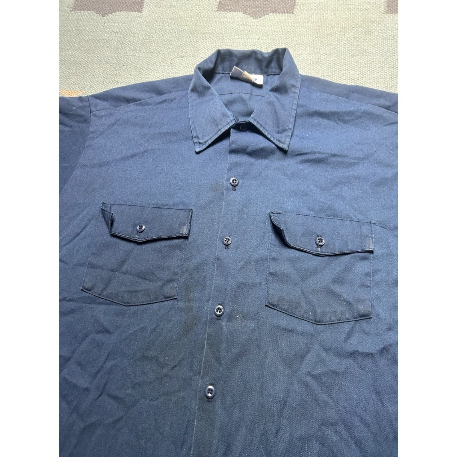 Dickies VINTAGE Dickies Long Sleeve Work Shirt Chino Twill Distressed Blue Men’s XL Size US XL / EU 56 / 4 - 5 Thumbnail