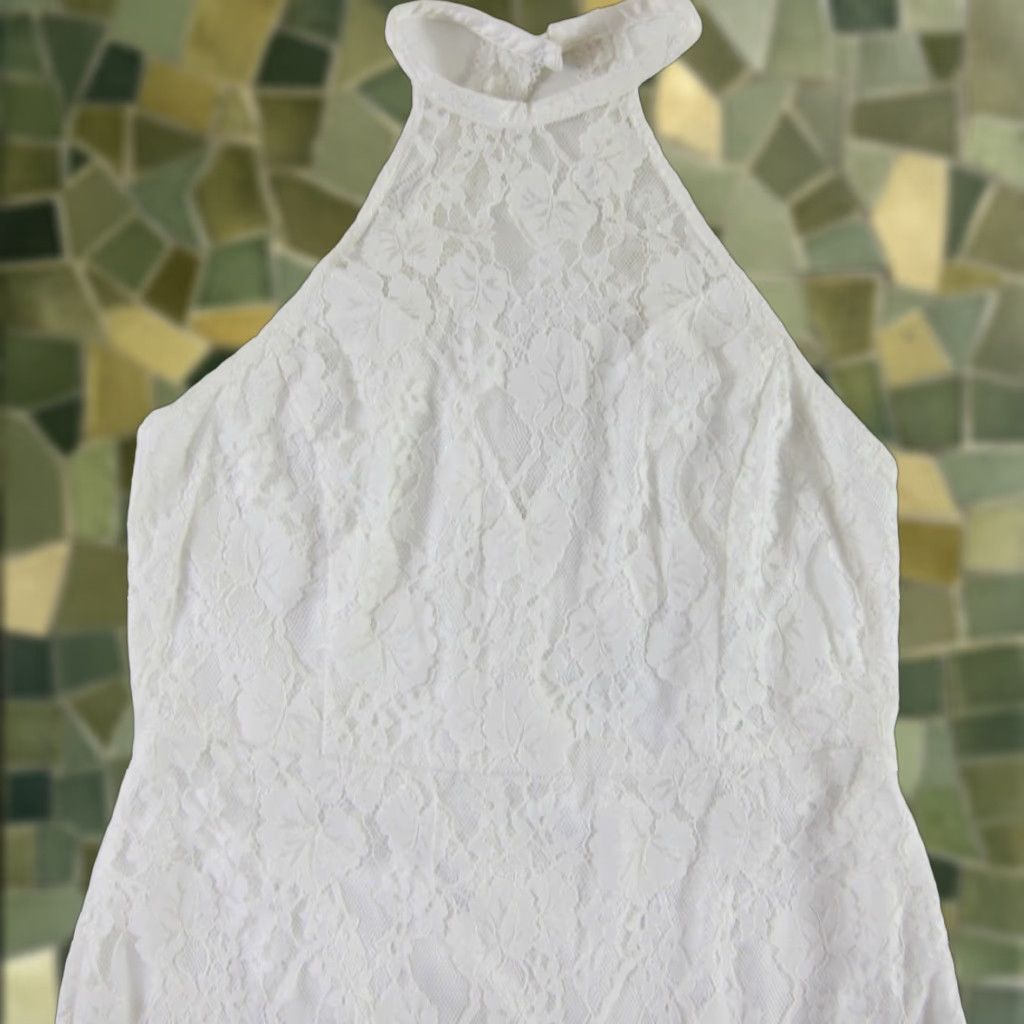 Lulus Lulus Dress NWT Ivory Lace Sleeveless Long Halter Mock Neck Wedding XL Size XL / US 12-14 / IT 48-50 - 1 Thumbnail
