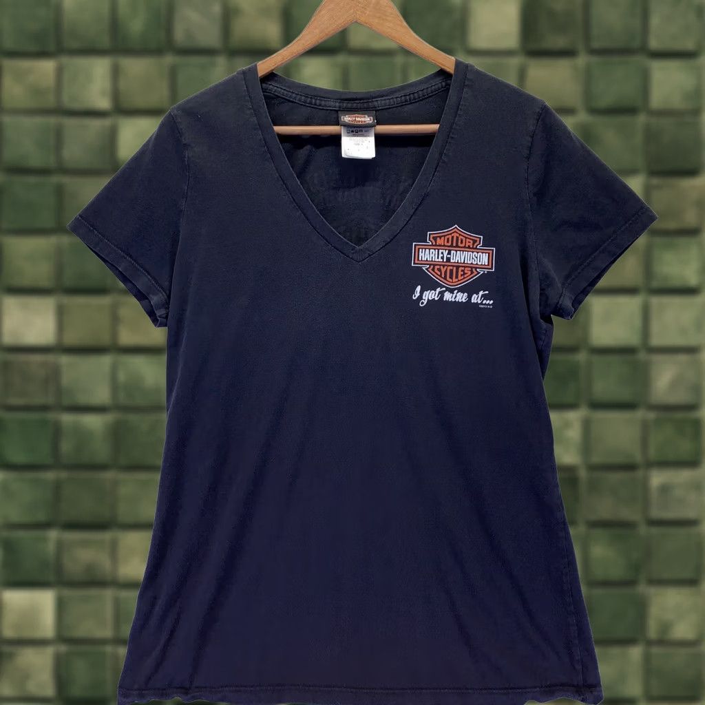 Harley Davidson Harley-Davidson Shirt Womens L V-Neck Short Sleeve Black Ohio 2013/14 T-Shirt Logo Casual Size L / US 10 / IT 46 - 1 Thumbnail