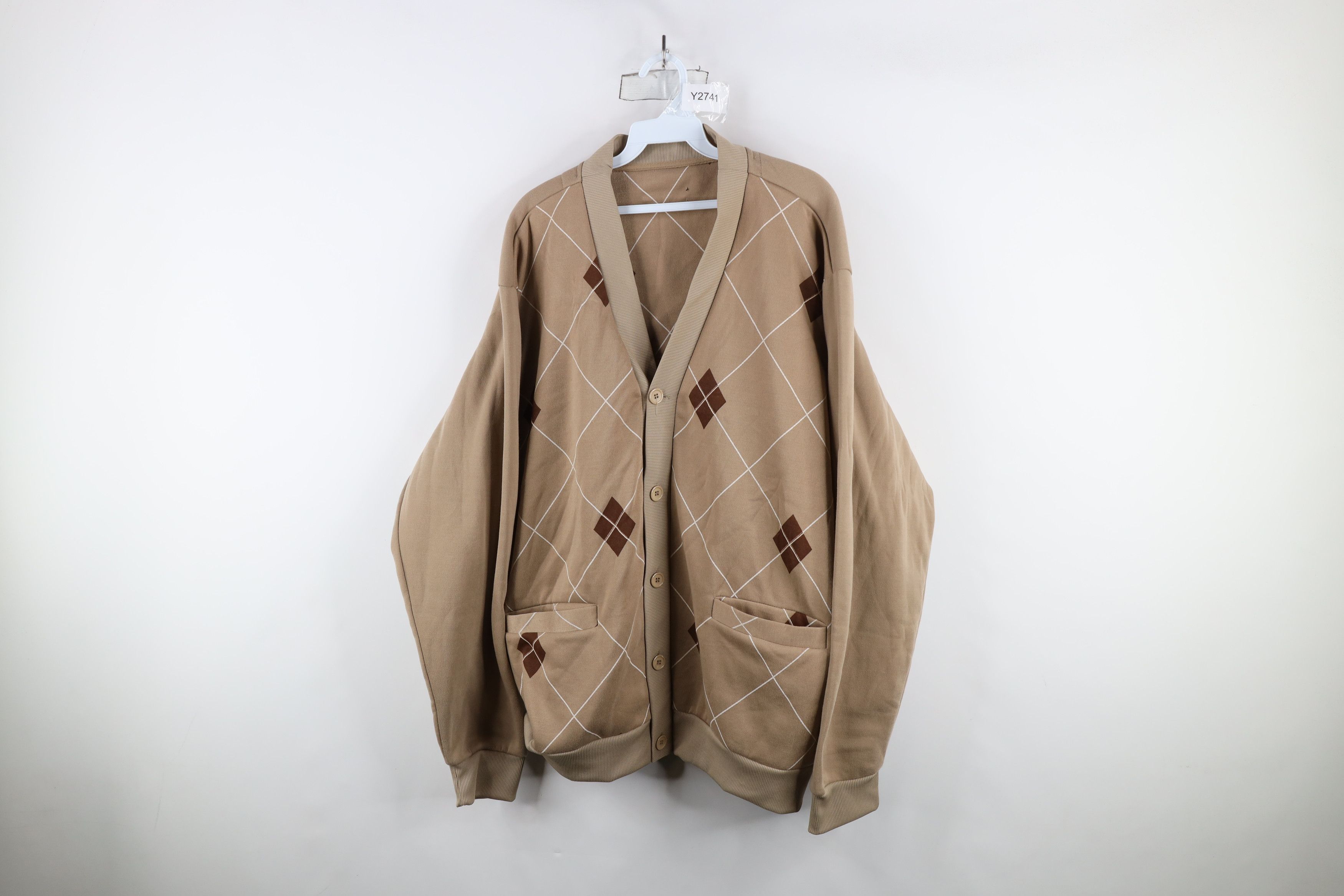 Vintage Vintage 90s Streetwear Button Cardigan Sweatshirt Brown Size US XL / EU 56 / 4 - 1 Thumbnail