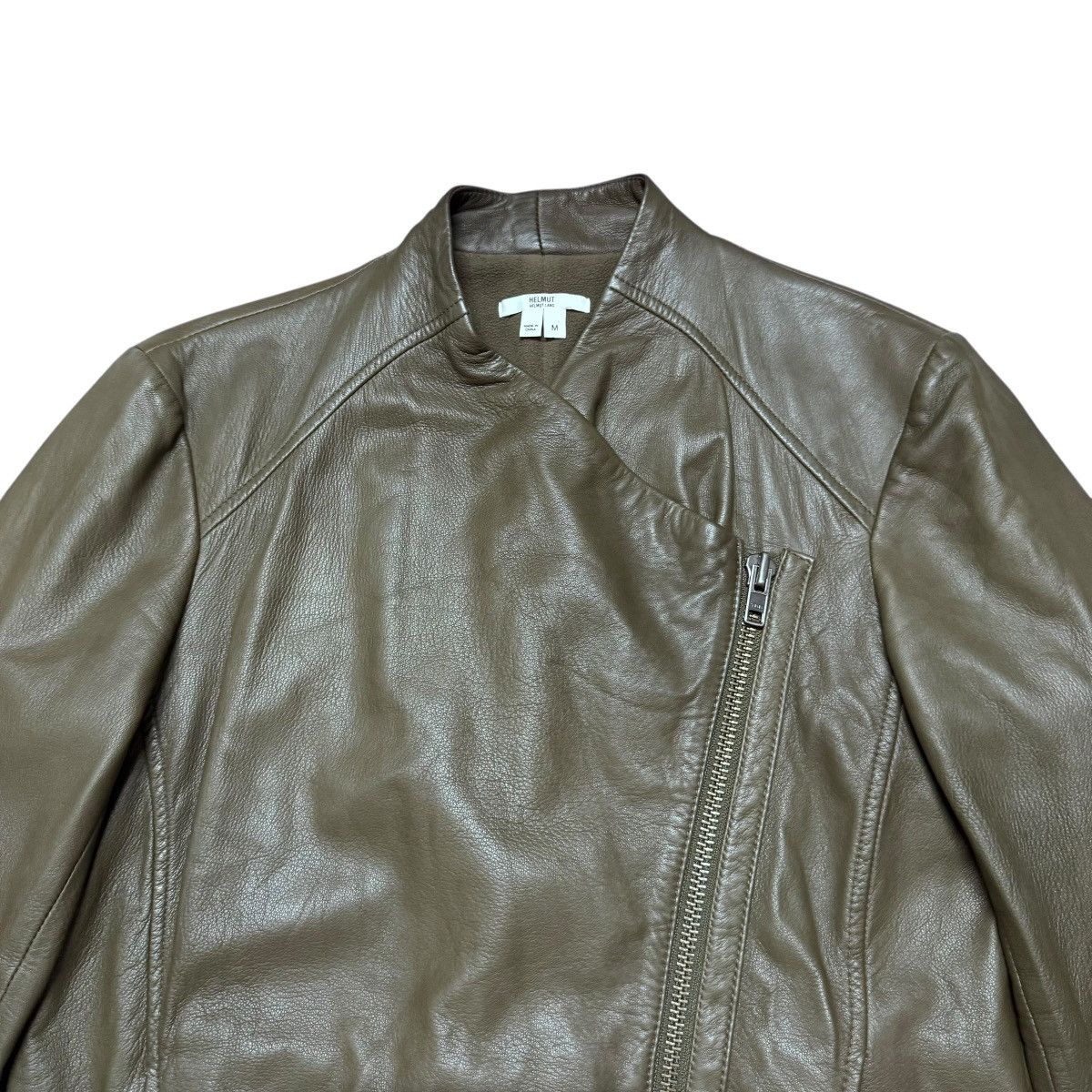 Helmut Lang Helmut Lang Leather Biker Jacket Green Washed Size M / US 6-8 / IT 42-44 - 4 Thumbnail