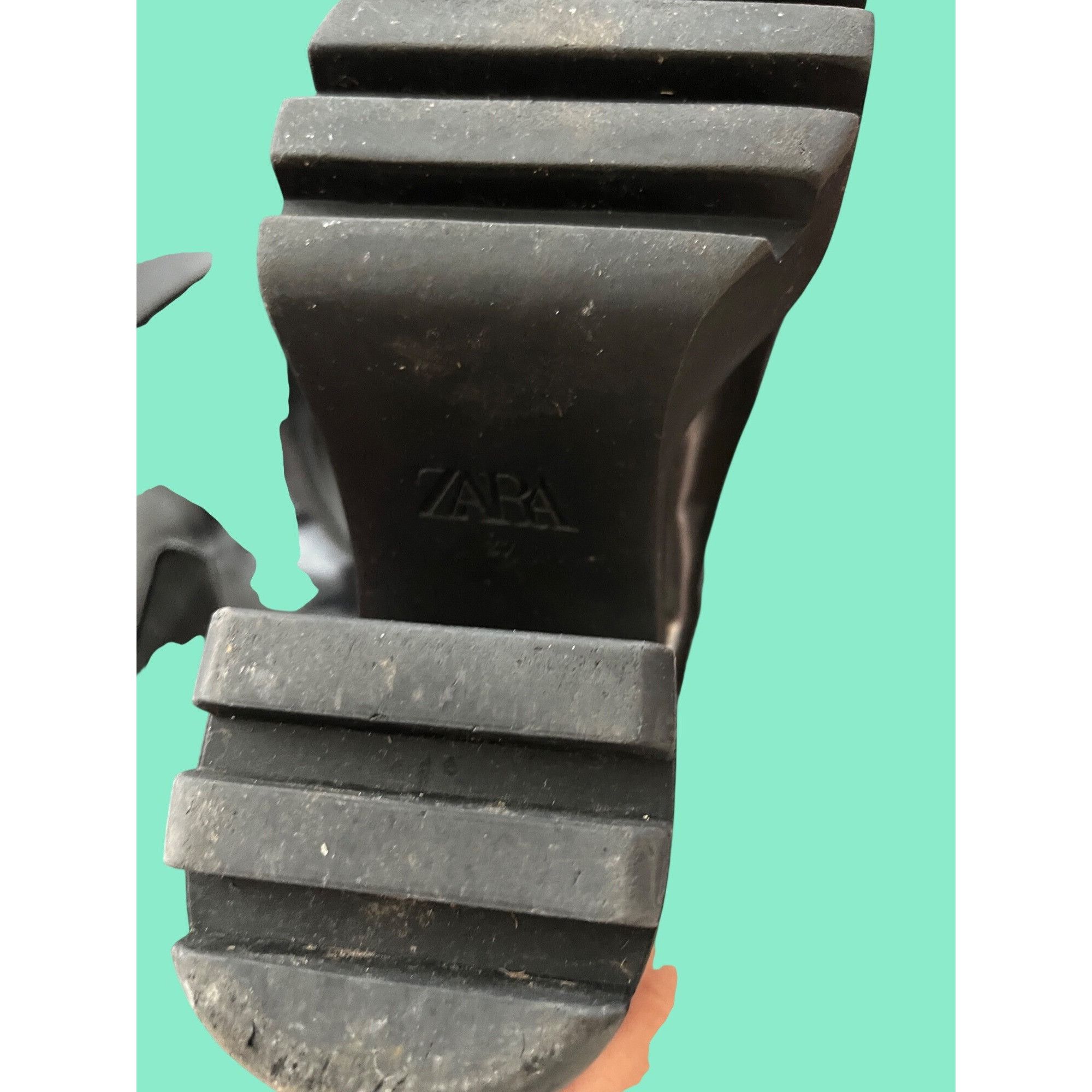 Zara Black Chunky Heel Chelsea Ankle Boots With Elastic Sides Zar Size US 7 / IT 37 - 5 Thumbnail