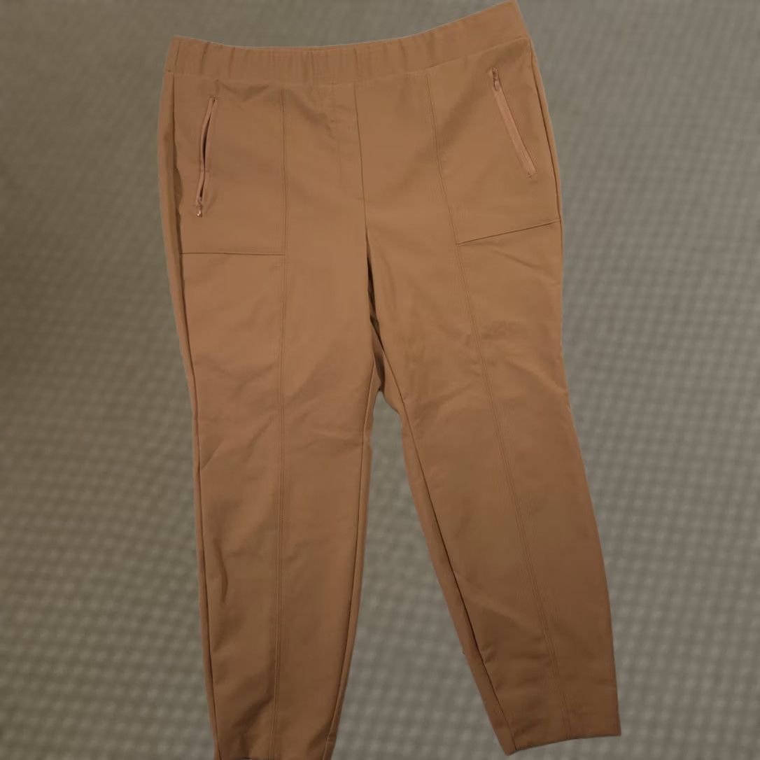 Vintage Lane Bryant Pants Womens 18 On the Go Mid Rise Ankle Nylon Blend Stretch Camel Size 40" / US 18 - 1 Thumbnail