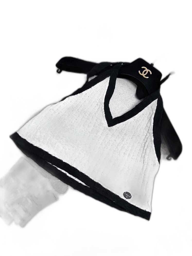 Chanel Chanel 22C White Black Halter Crop Top Size M / US 6-8 / IT 42-44 - 1 Thumbnail