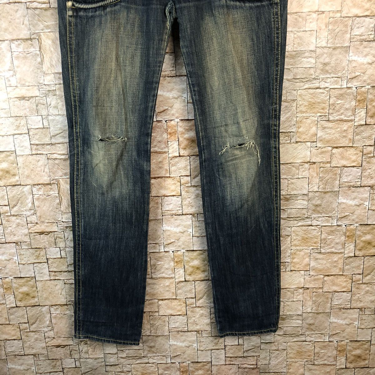 Japanese Brand Candy Robot Blue Distressed Denim Pants #A1125 Size 32" / US 10 / IT 46 - 3 Thumbnail