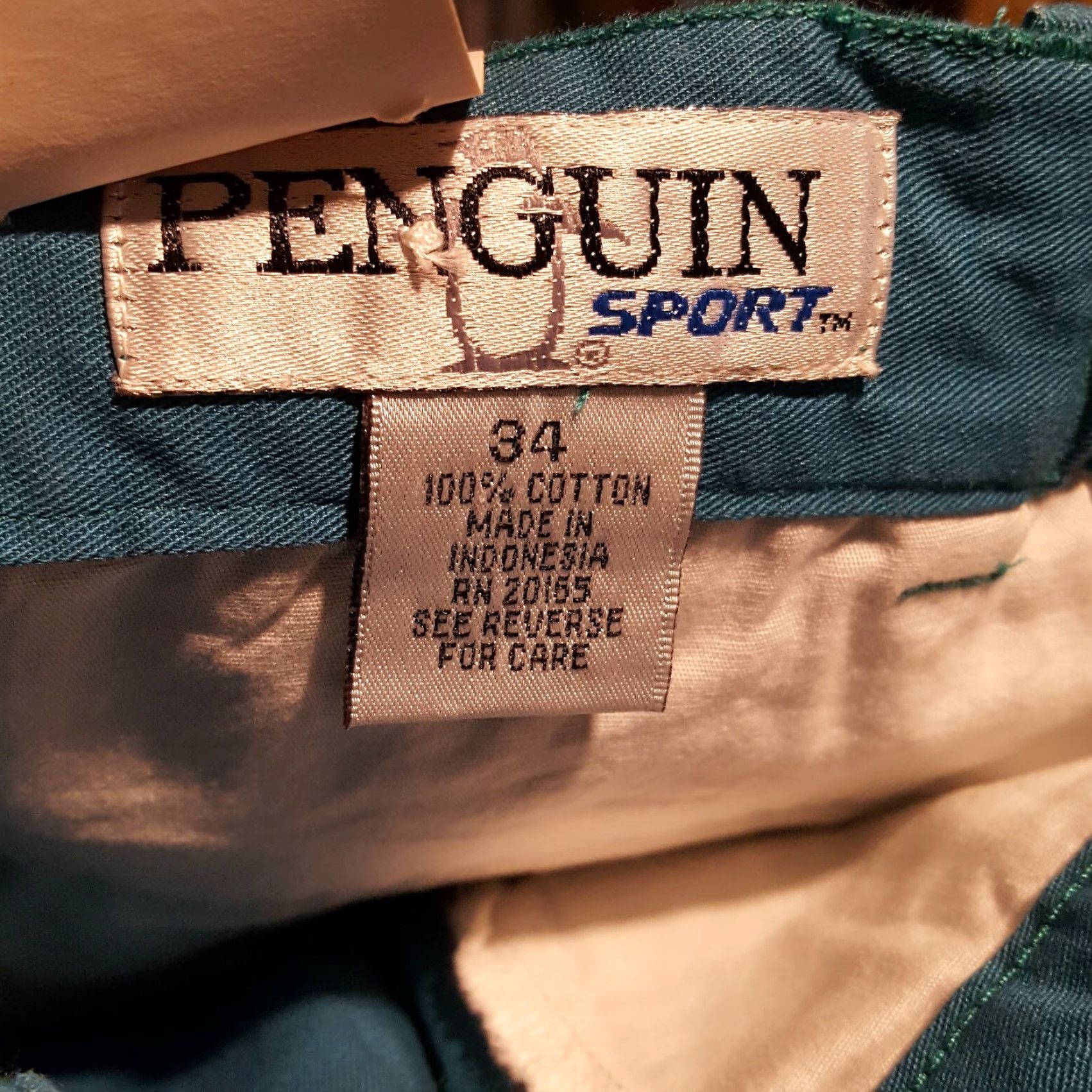 Vintage VINTAGE Penguin Sport Pleated Men's 34 Teal Chino Golf Tennis Casual Shorts Size US 34 / EU 50 - 6 Thumbnail