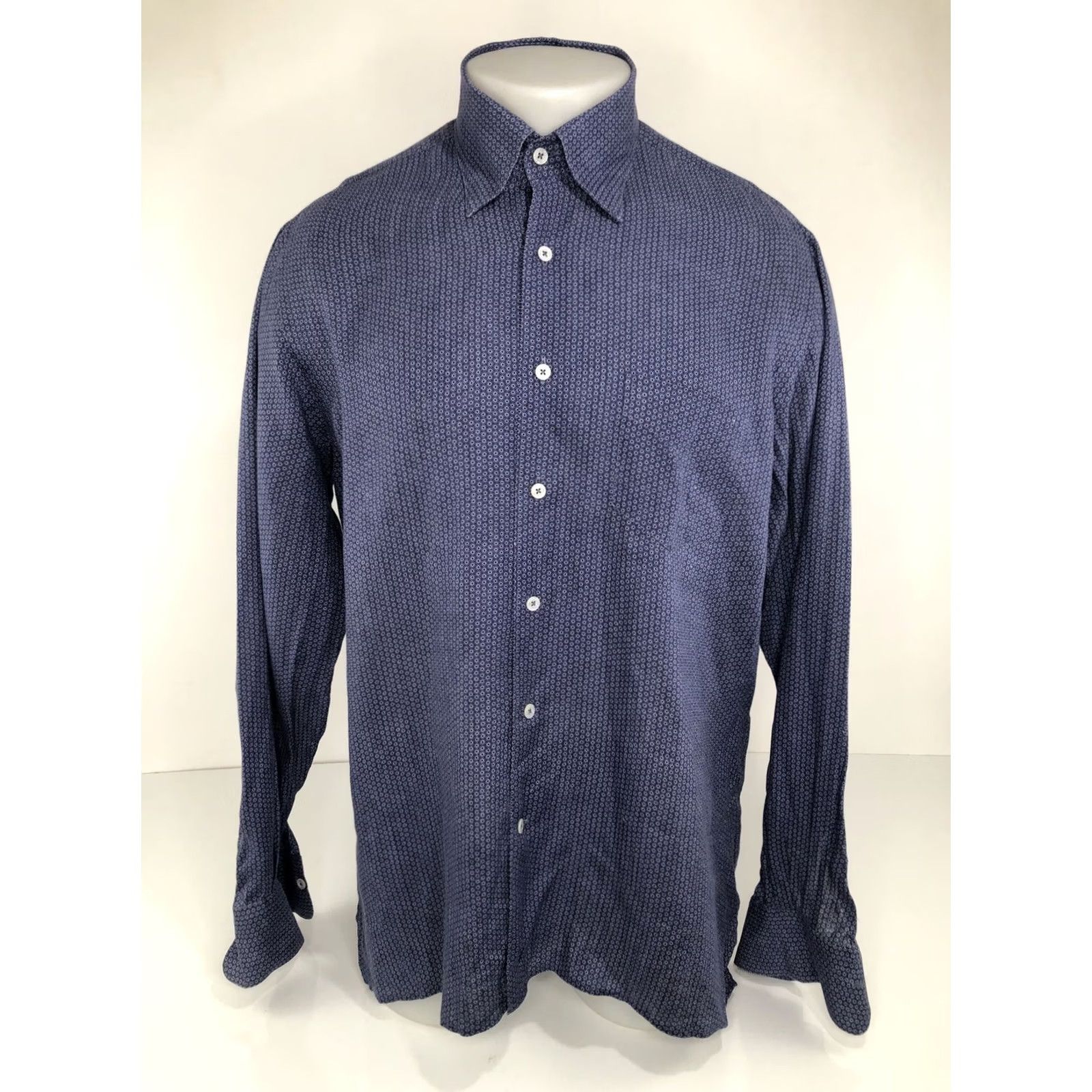 Canali CANALI ITALY - Solar Geometric LINEN Mens Lg. Shirt Size US L / EU 52-54 / 3 - 2 Thumbnail