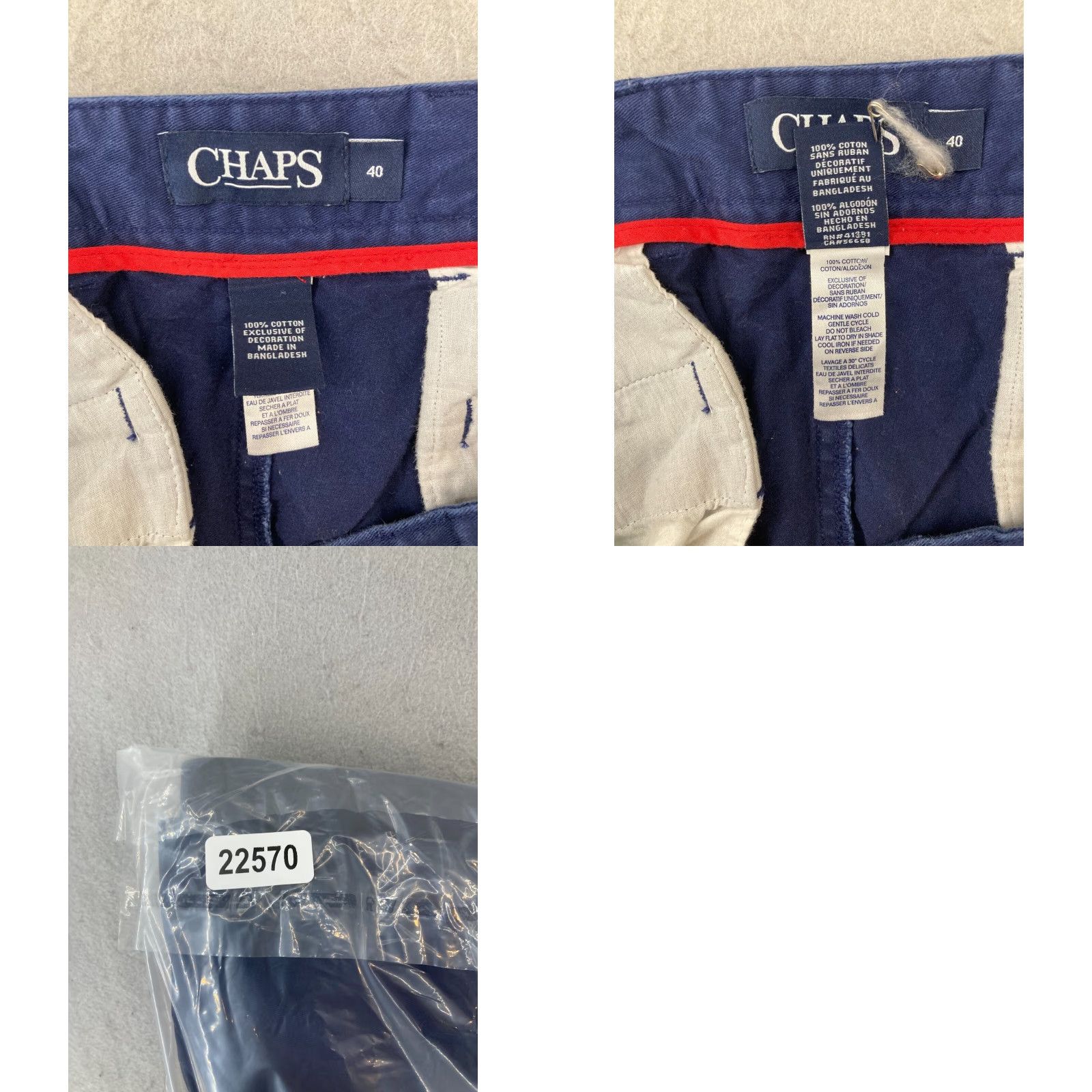Chaps Chaps Khaki Chino Shorts Pants Mens 40 Sail Flag Embroidered Blue Button Pockets Size US 40 / EU 56 - 8 Thumbnail