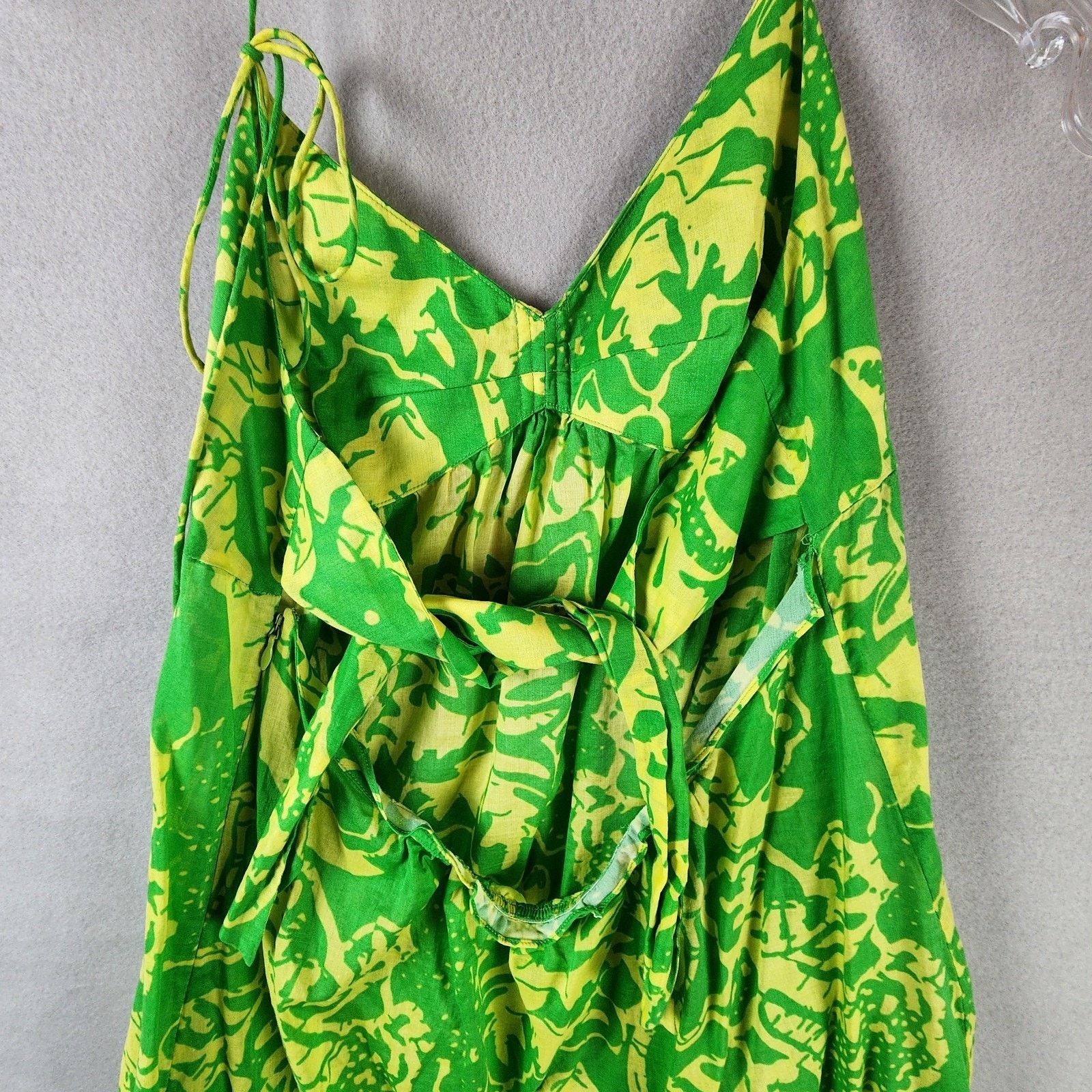 Tibi Tibi Tropical Floral Halter Top Green Yellow Ruched Bodice Size S / US 4 / IT 40 - 6 Thumbnail