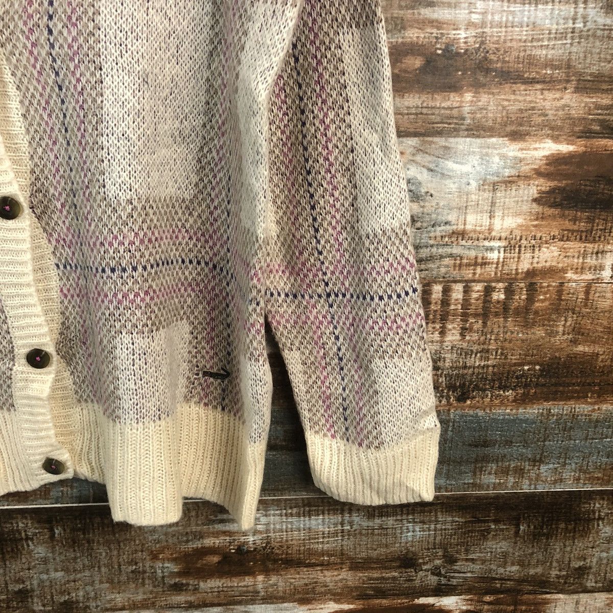 Vintage DLL Crocodille Brown Cardigan Knitwear #C040 Size US L / EU 52-54 / 3 - 8 Thumbnail