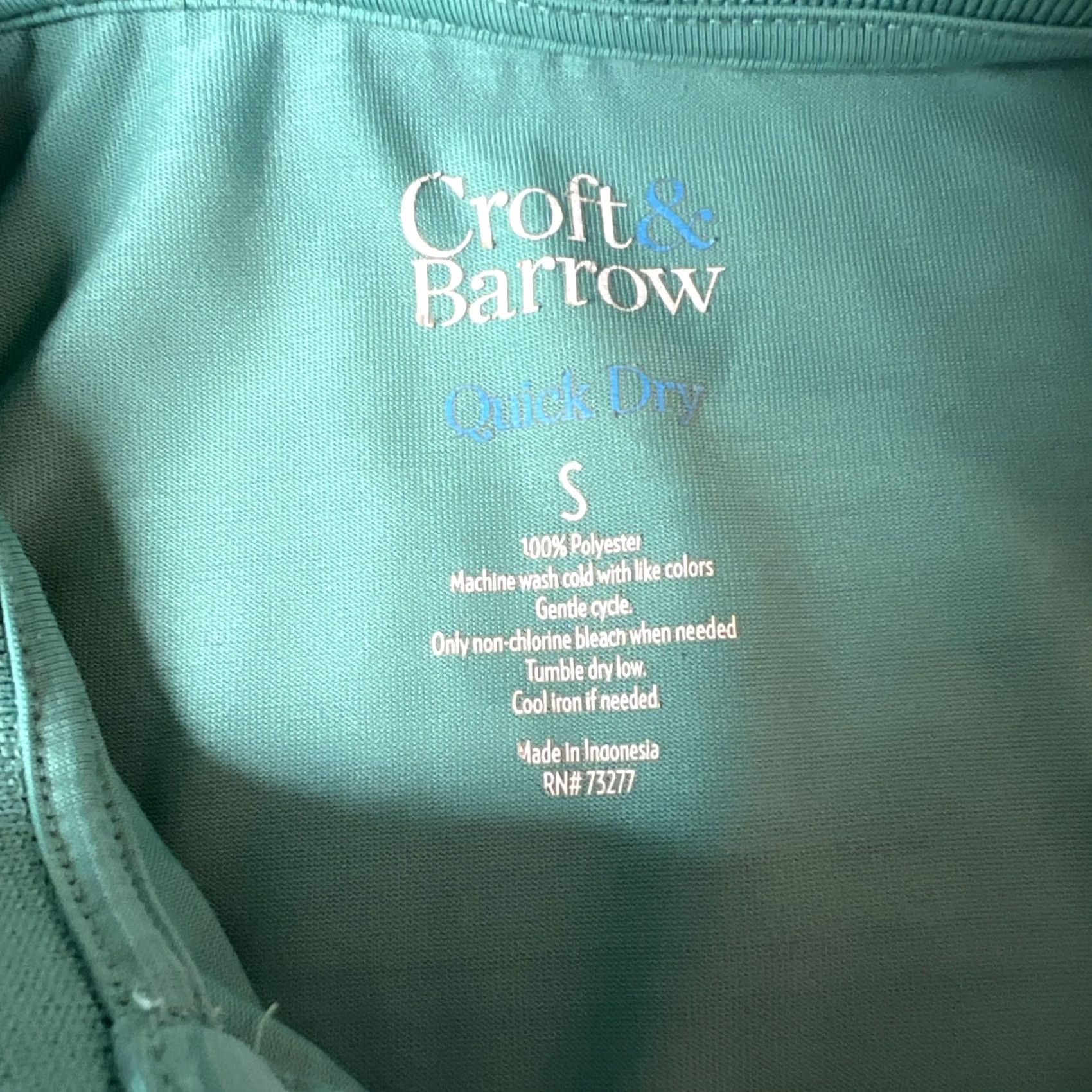 Croft & Barrow Croft & Barrow Quick Dry Polo Shirt Mens S Green Solid Short Sleeve Button-Up Collared Casual Golf Outdoor Size US S / EU 44-46 / 1 - 2 Thumbnail