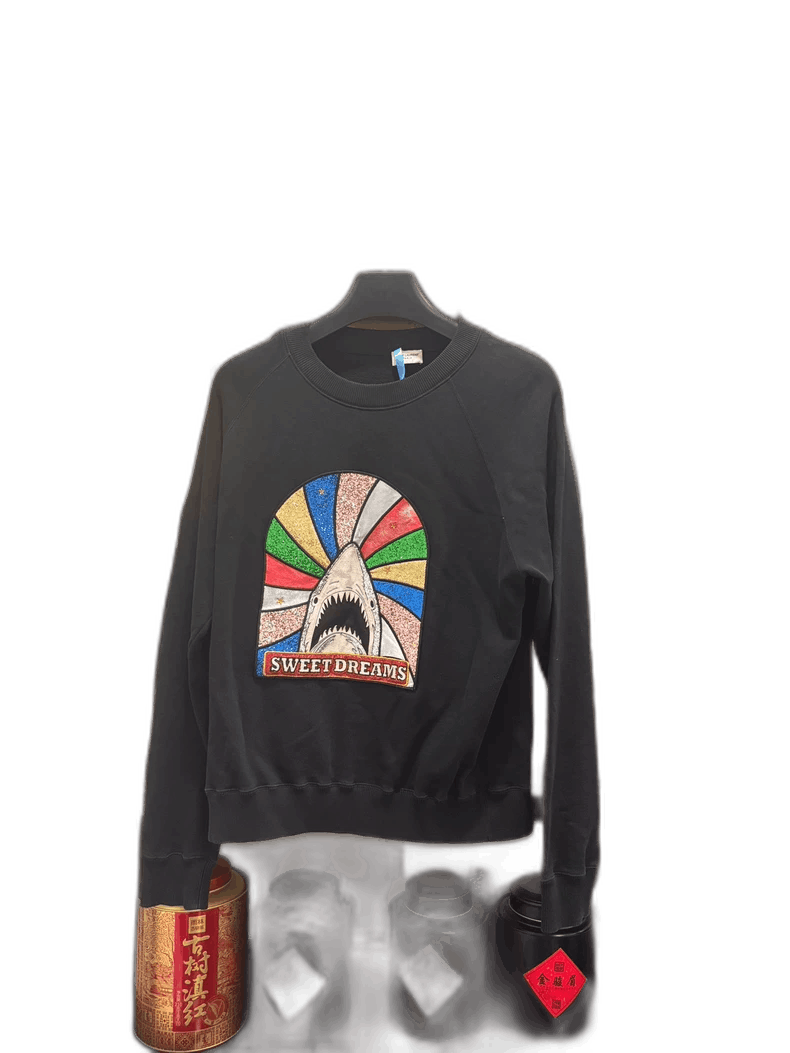Saint Laurent Paris Black Sweatshirt with Shark Design Size US L / EU 52-54 / 3 - 1 Thumbnail