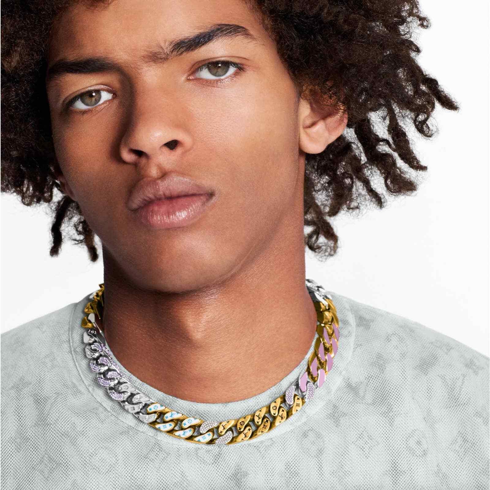 Louis Vuitton Louis Vuitton Gold Silver Crystal Abloh Chain Necklace Size ONE SIZE - 3 Thumbnail