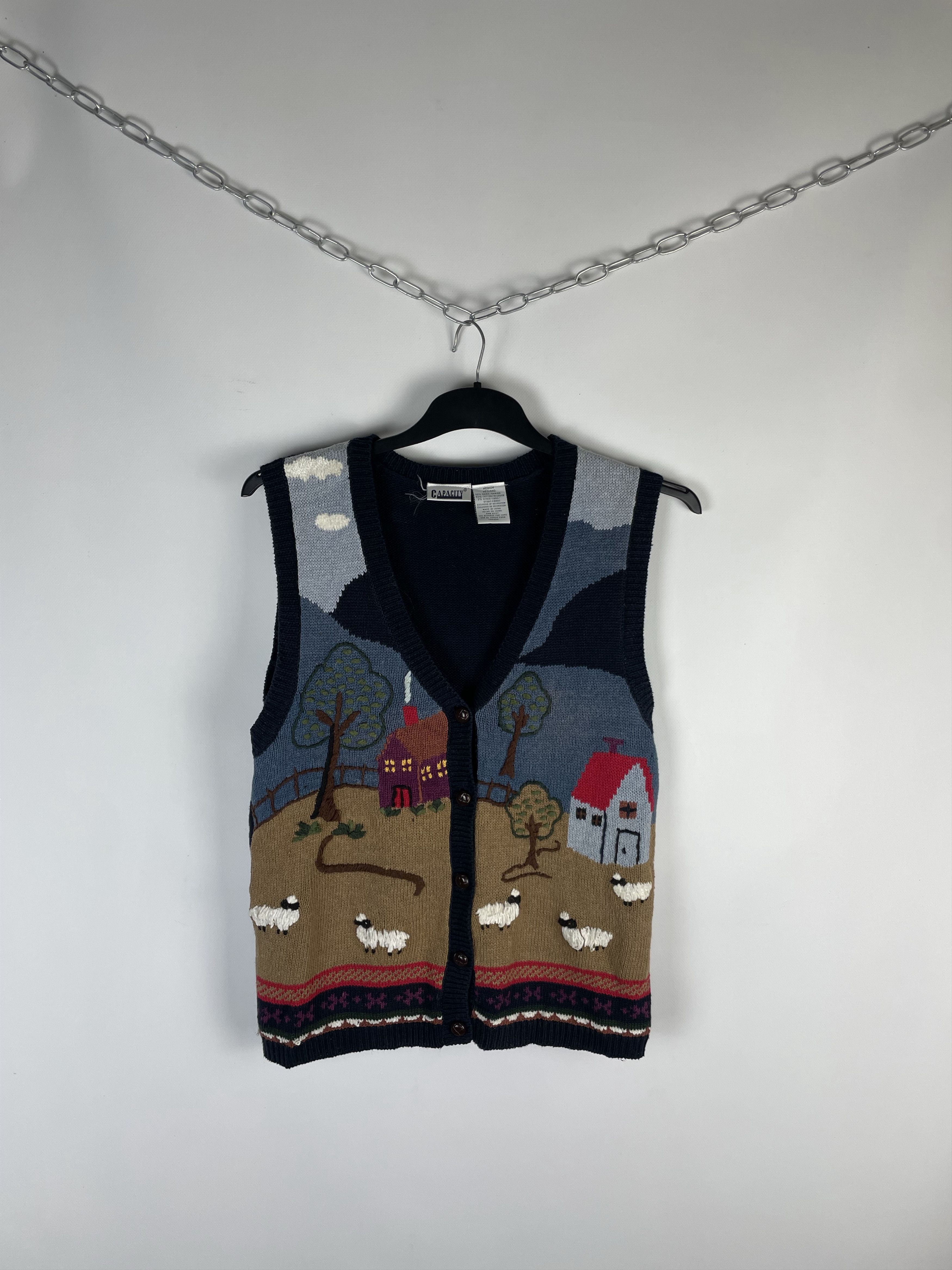 Vintage Vintage Knit Vest Hand Made Y2K Style USA 90s Size US M / EU 48-50 / 2 - 1 Thumbnail