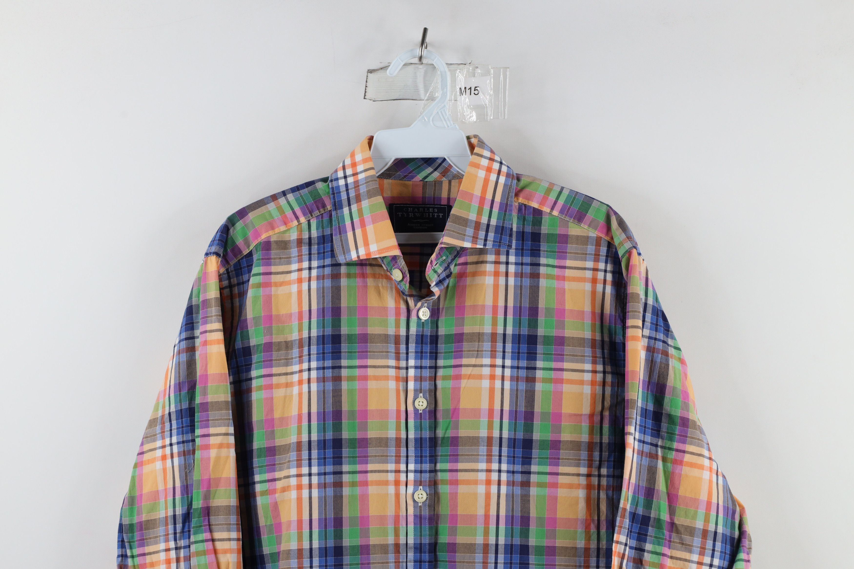 Charles Tyrwhitt × Vintage Charles Tyrwhitt Madras Plaid Collared Button Shirt Cotton Size US M / EU 48-50 / 2 - 2 Thumbnail