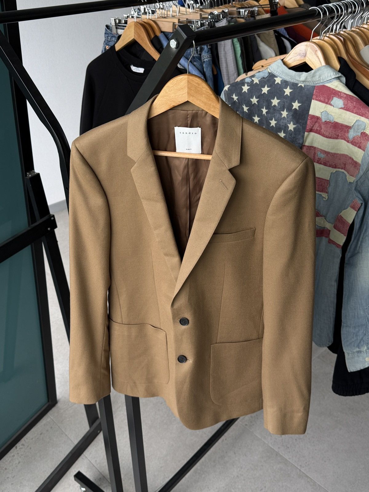 Sandro sandro Paris beige wool blazer jacket size 48 Size 48S - 1 Thumbnail
