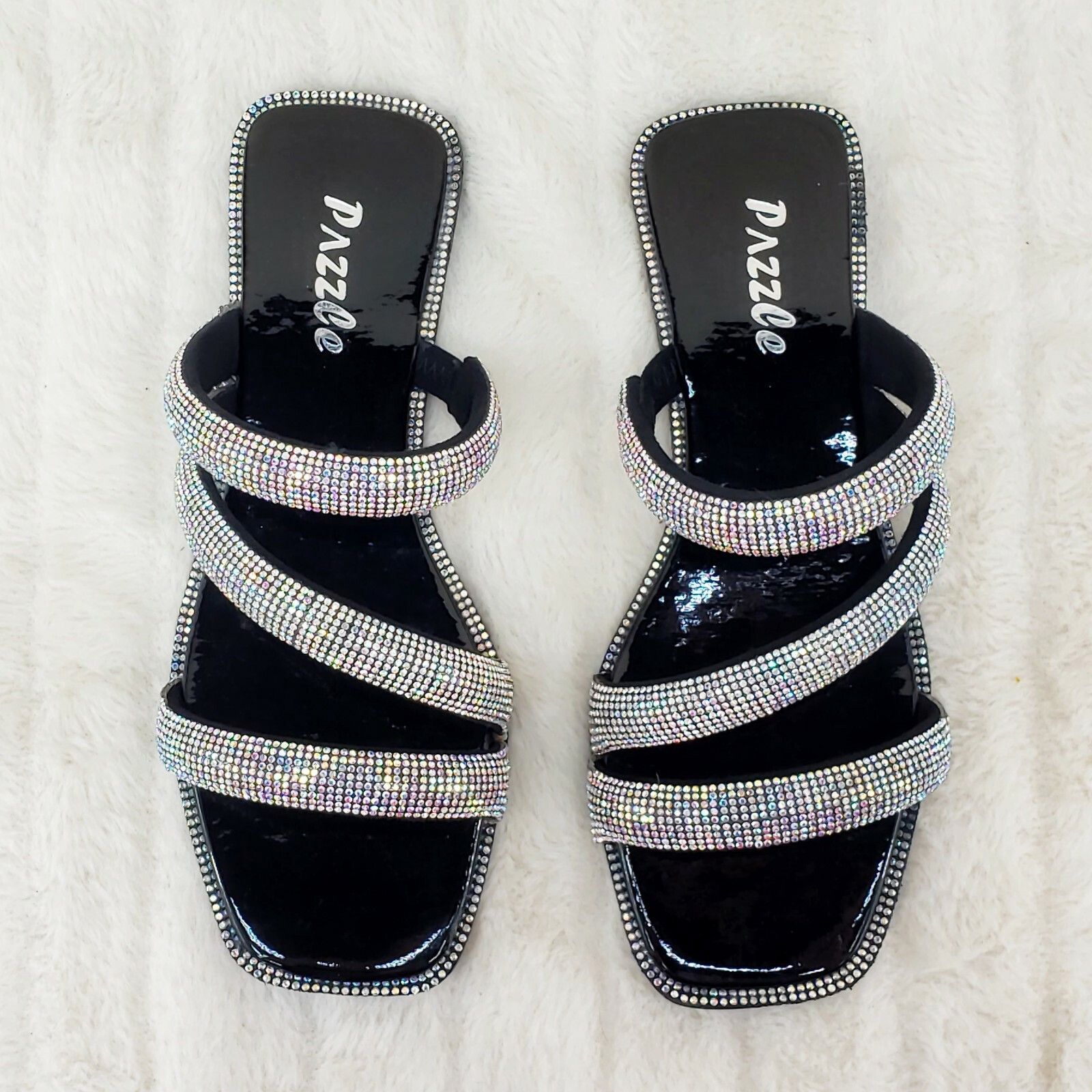 Other Sparkle Triple Padded Strap Slip On Iridescent Rhinestone Sa Size US 10 / IT 40 - 1 Thumbnail