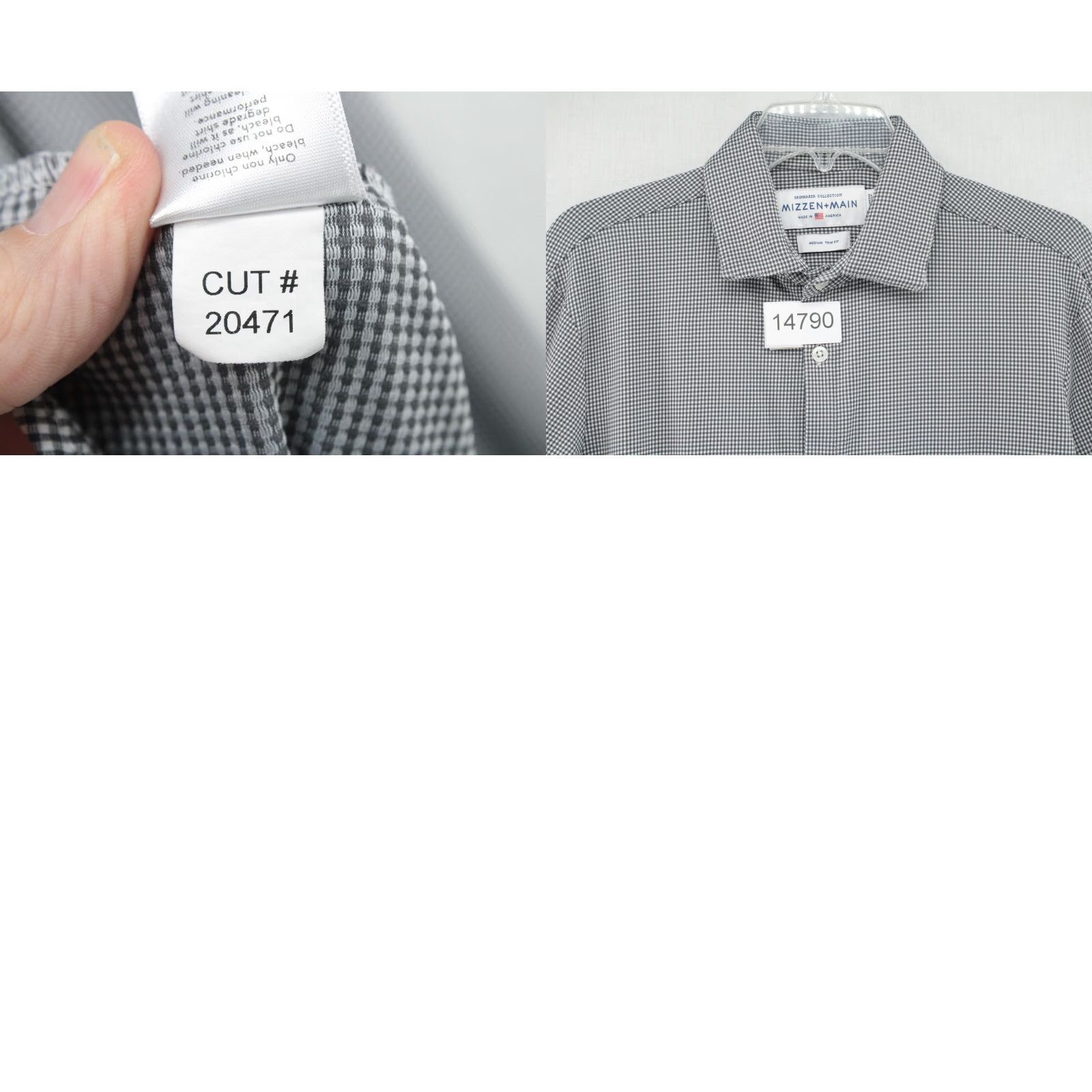 Mizzen+Main Mizzen+Main Spinnaker Shirt Mens M Black Gingham Check Trim Fit Performance Shirt Size US M / EU 48-50 / 2 - 8 Thumbnail
