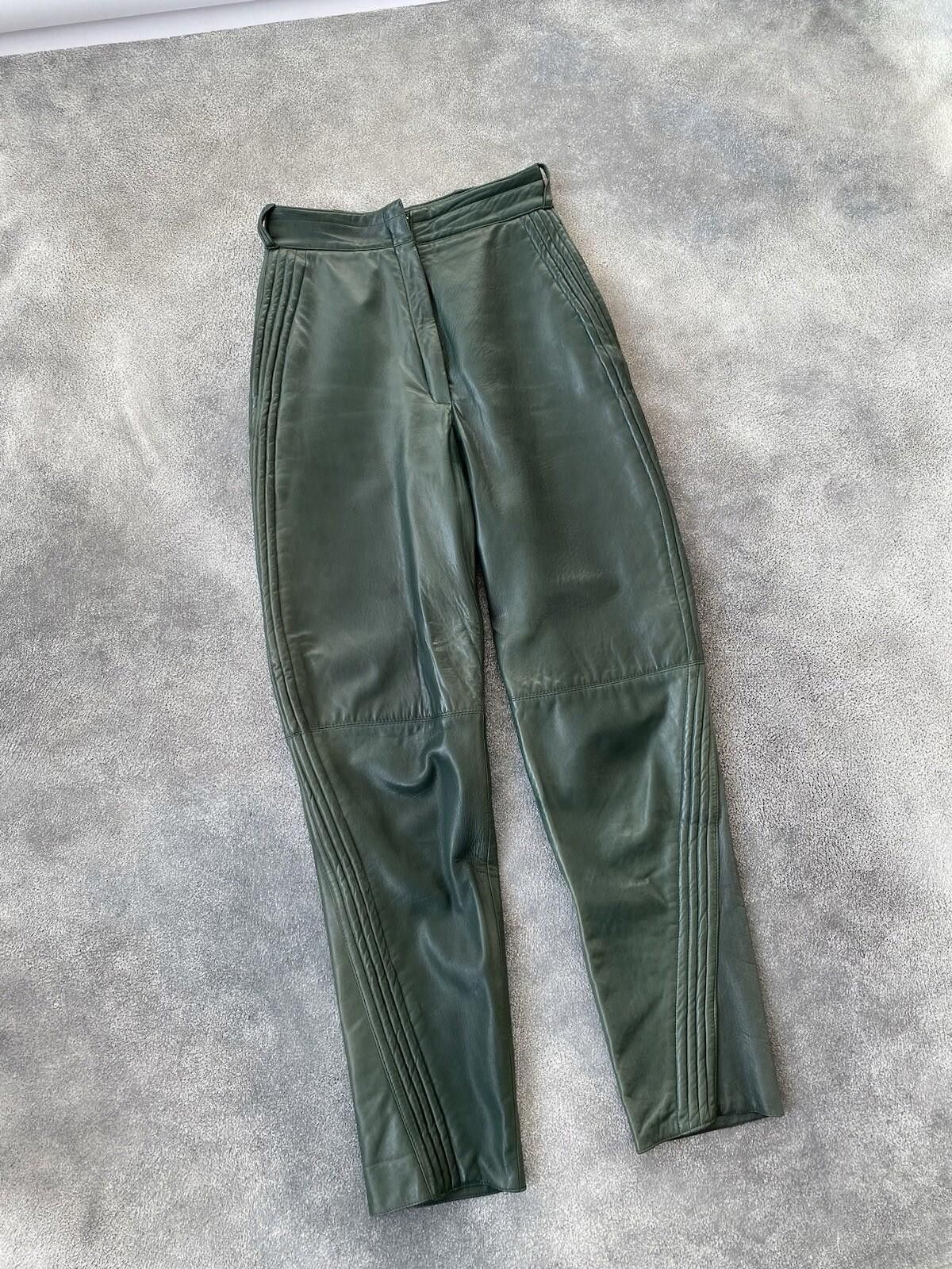 Versace 1970’s Gianni Versace Biker Leather Pants Vintage Women Size 32" / US 10 / IT 46 - 3 Thumbnail