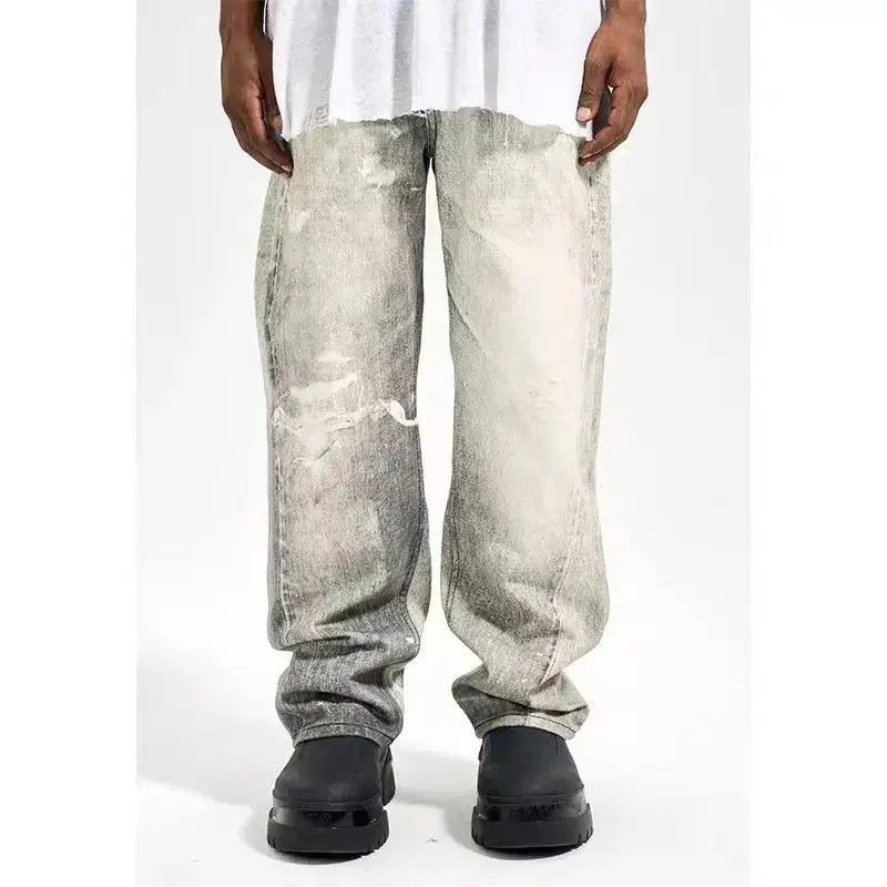 Japanese Brand High street all-over destroyed print retro straight jeans Size US 32 / EU 48 - 2 Thumbnail
