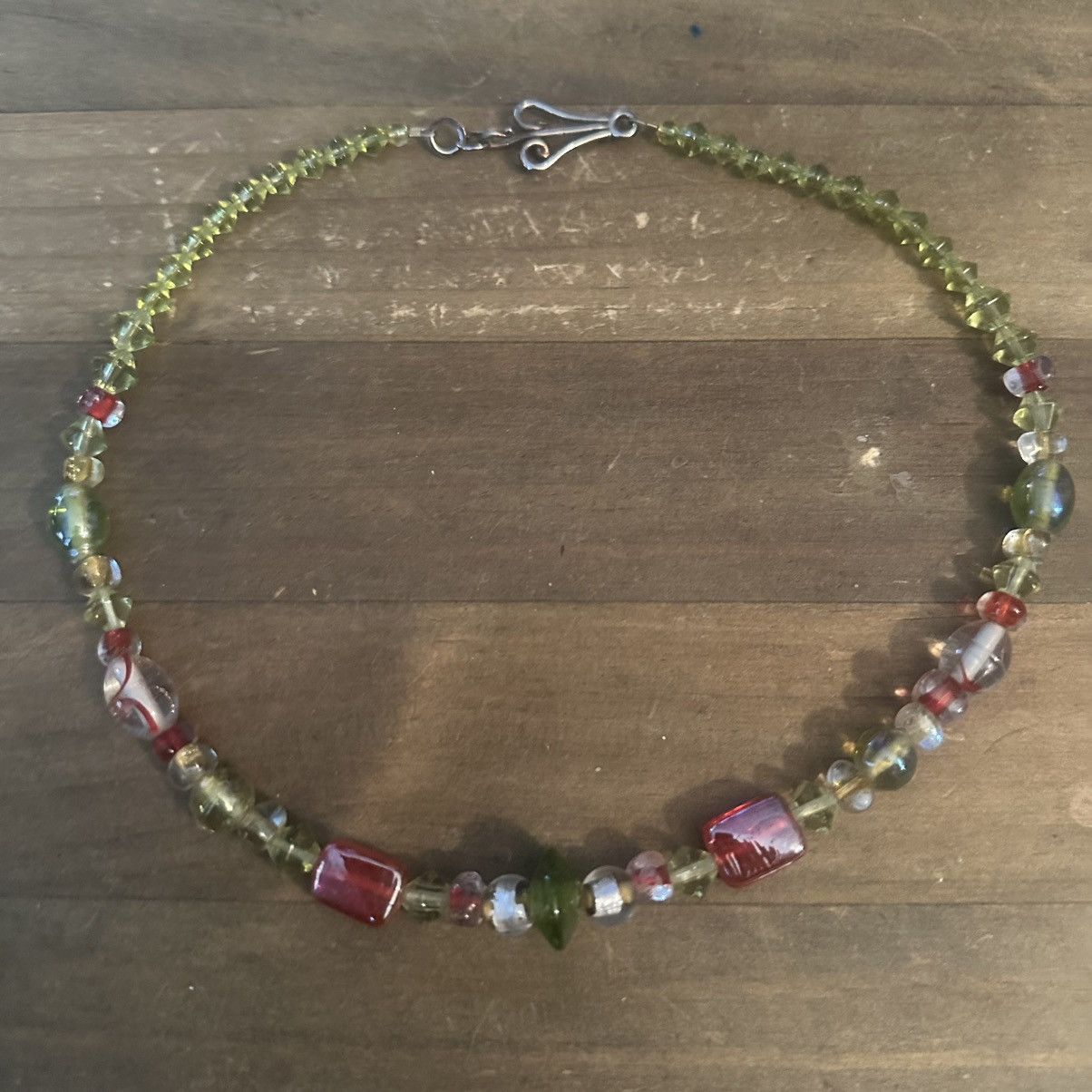 Vintage Vintage green and orange glass bead necklace Size ONE SIZE - 4 Thumbnail